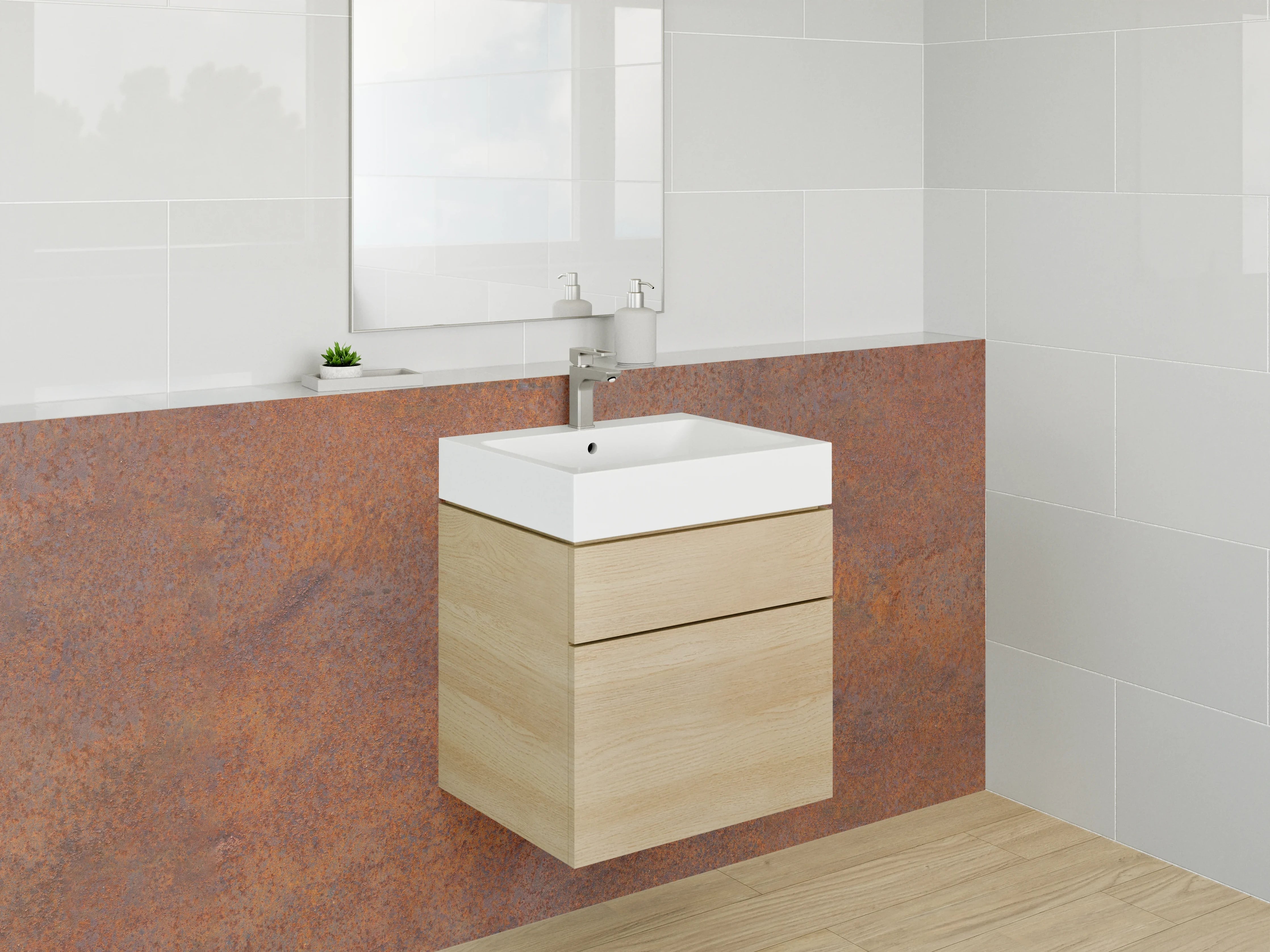 Waschbecken-Rückwand - Rostoptik Industrial Dekorplatte