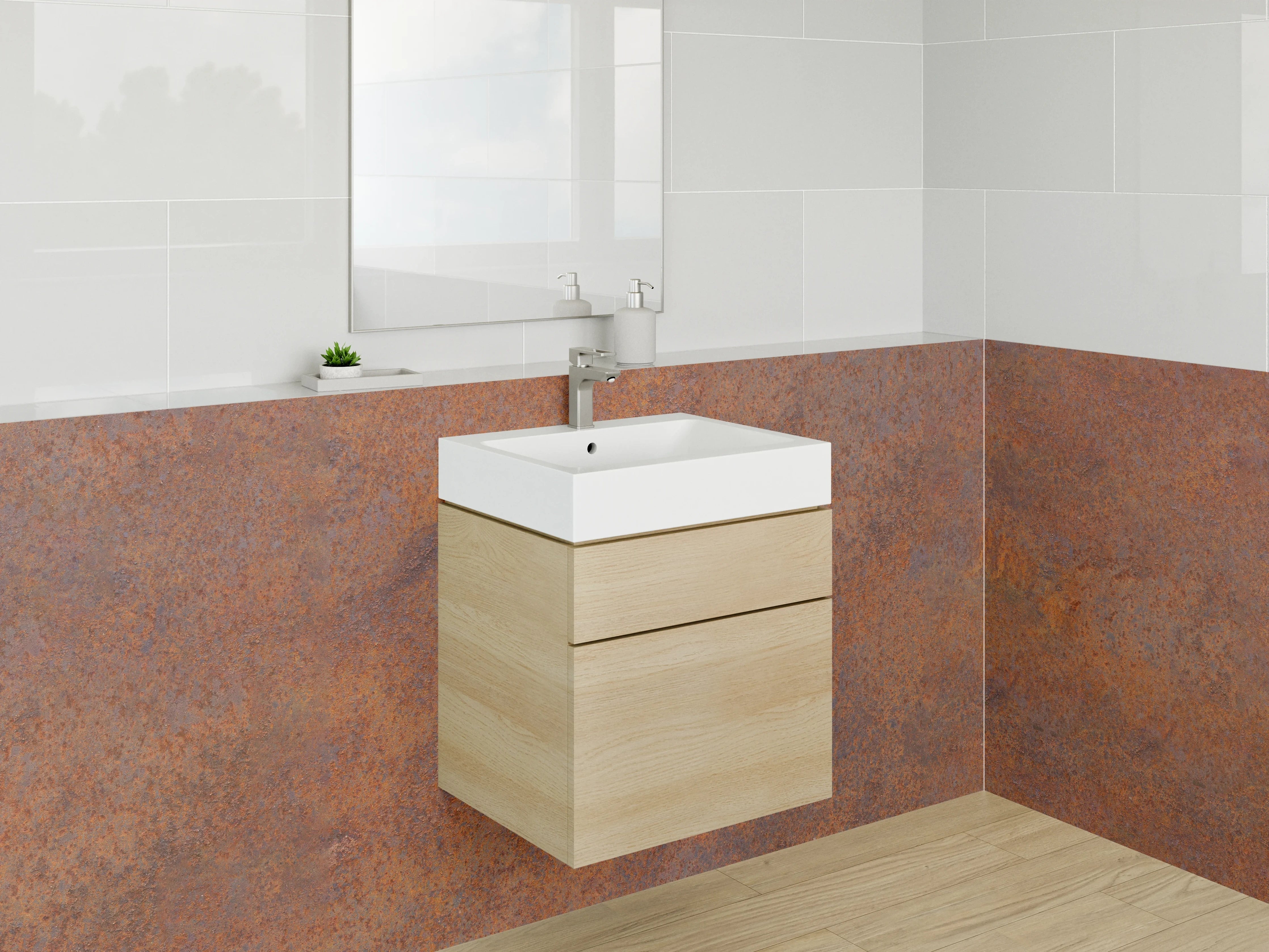 Waschbecken-Rückwand - Rostoptik Industrial Dekorplatte