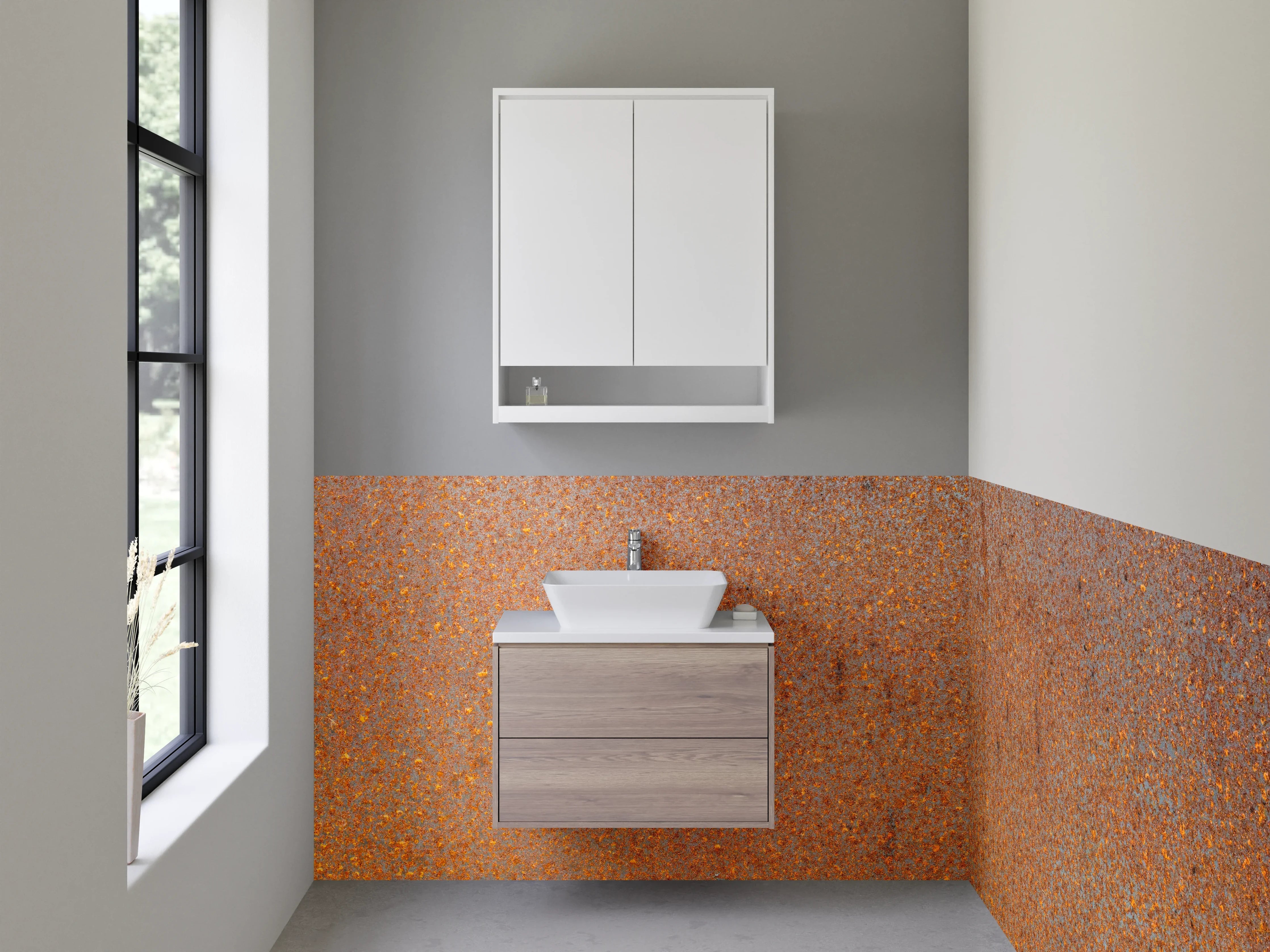 Waschbecken-Rückwand - Rostoptik Metall-Design für Rückwände