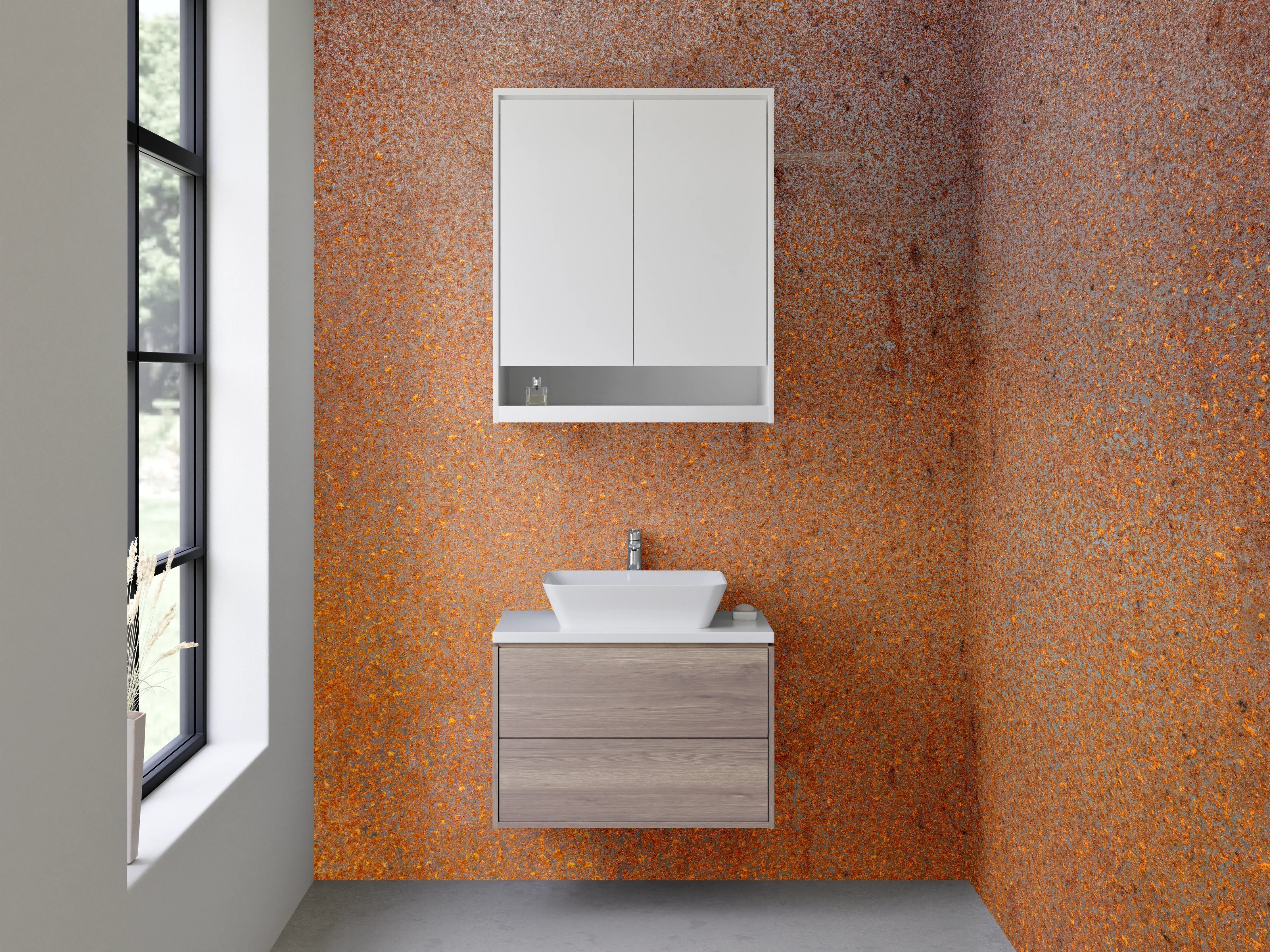 Waschbecken-Rückwand - Rostoptik Metall-Design für Rückwände