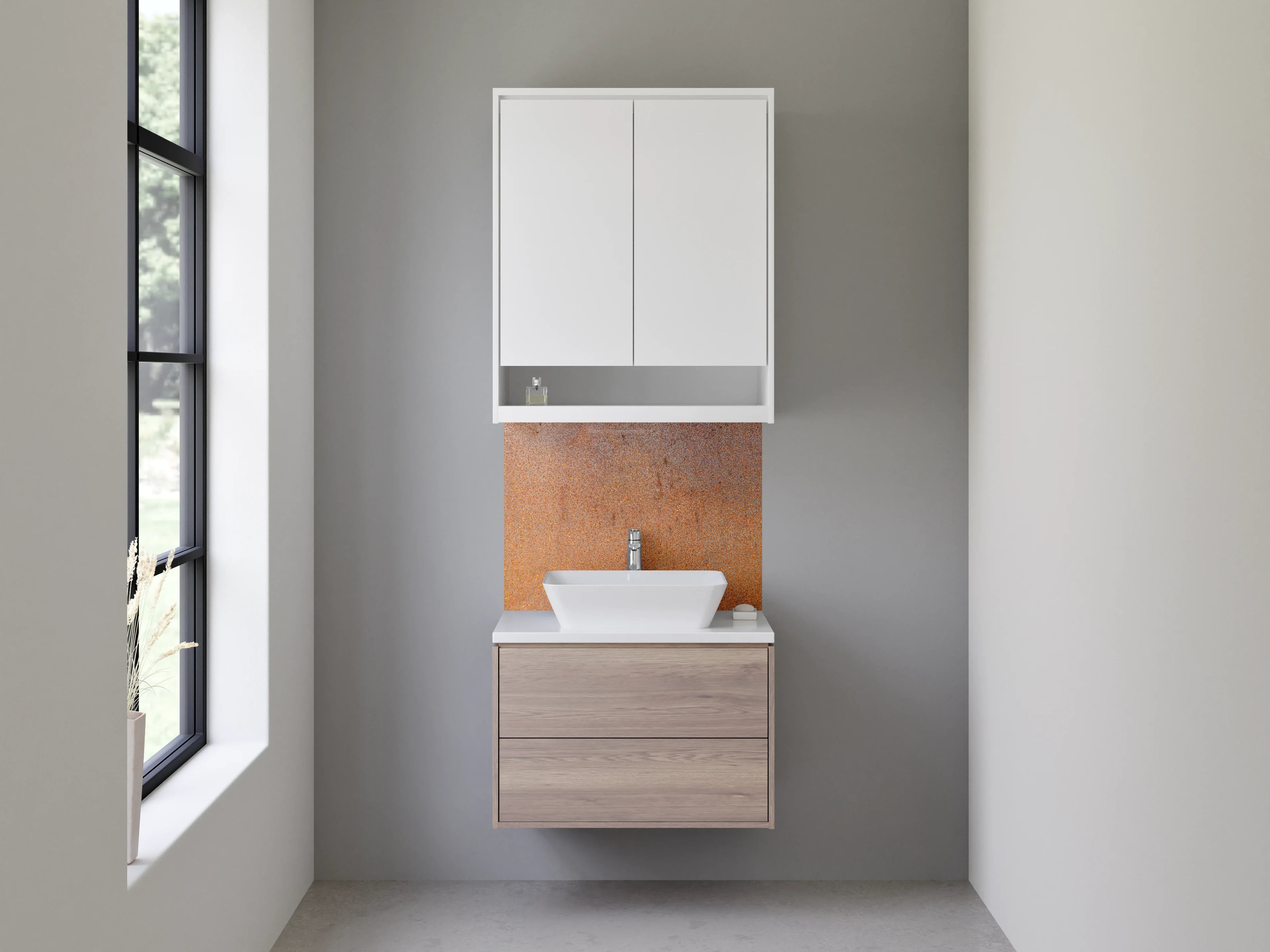 Waschbecken-Rückwand - Rostoptik Metall-Design für Rückwände