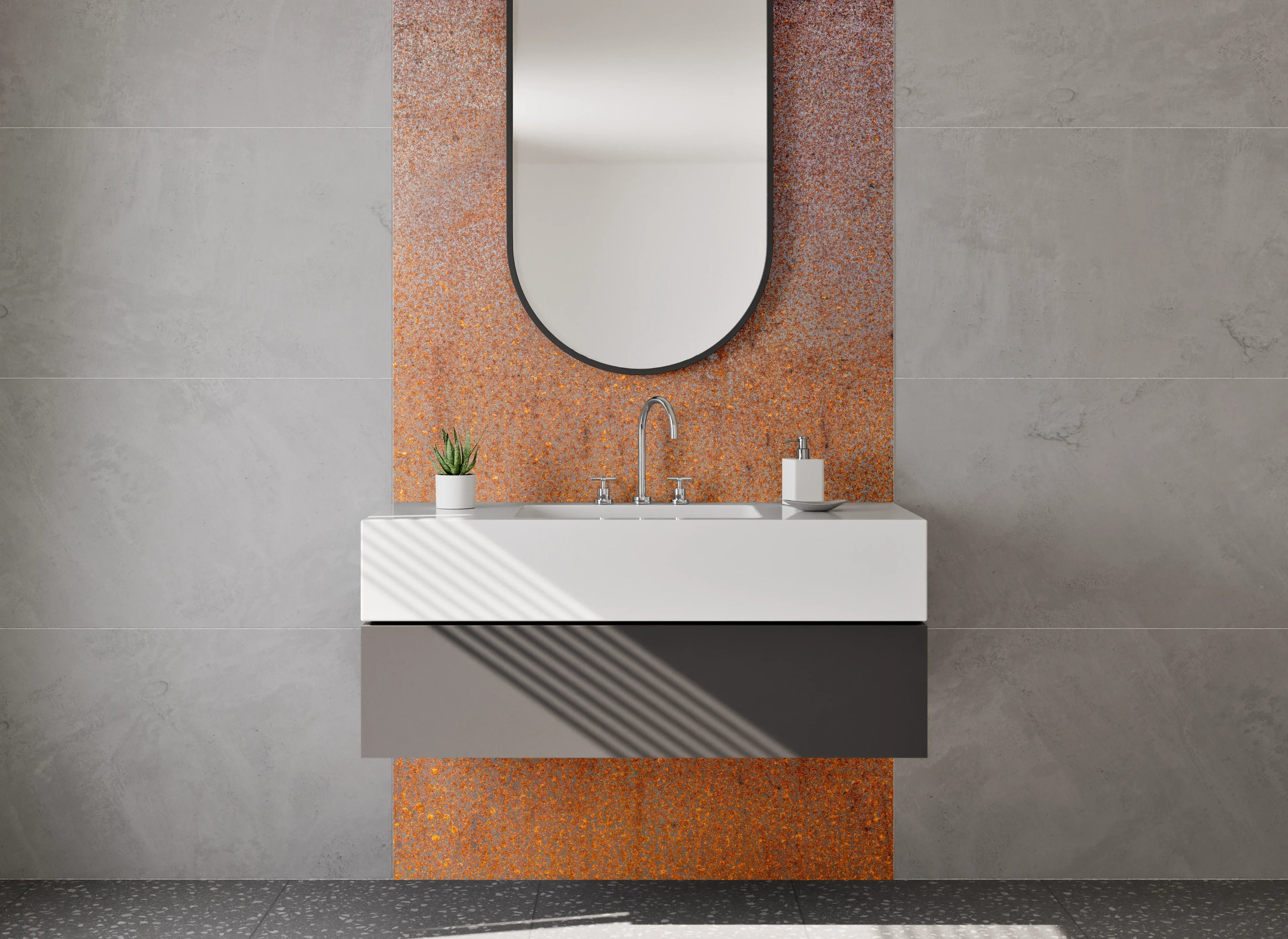 Waschbecken-Rückwand - Rostoptik Metall-Design für Rückwände