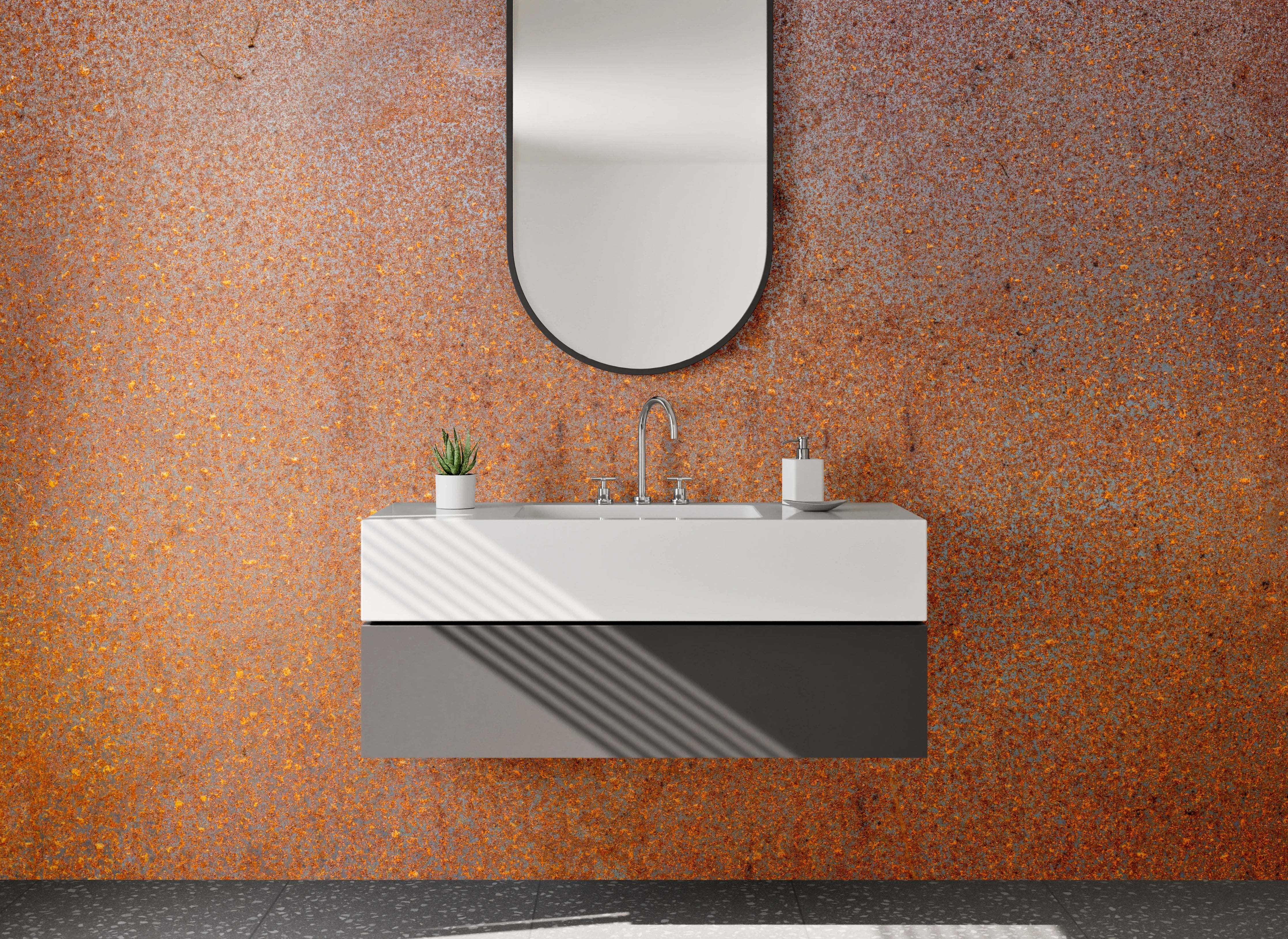 Waschbecken-Rückwand - Rostoptik Metall-Design für Rückwände