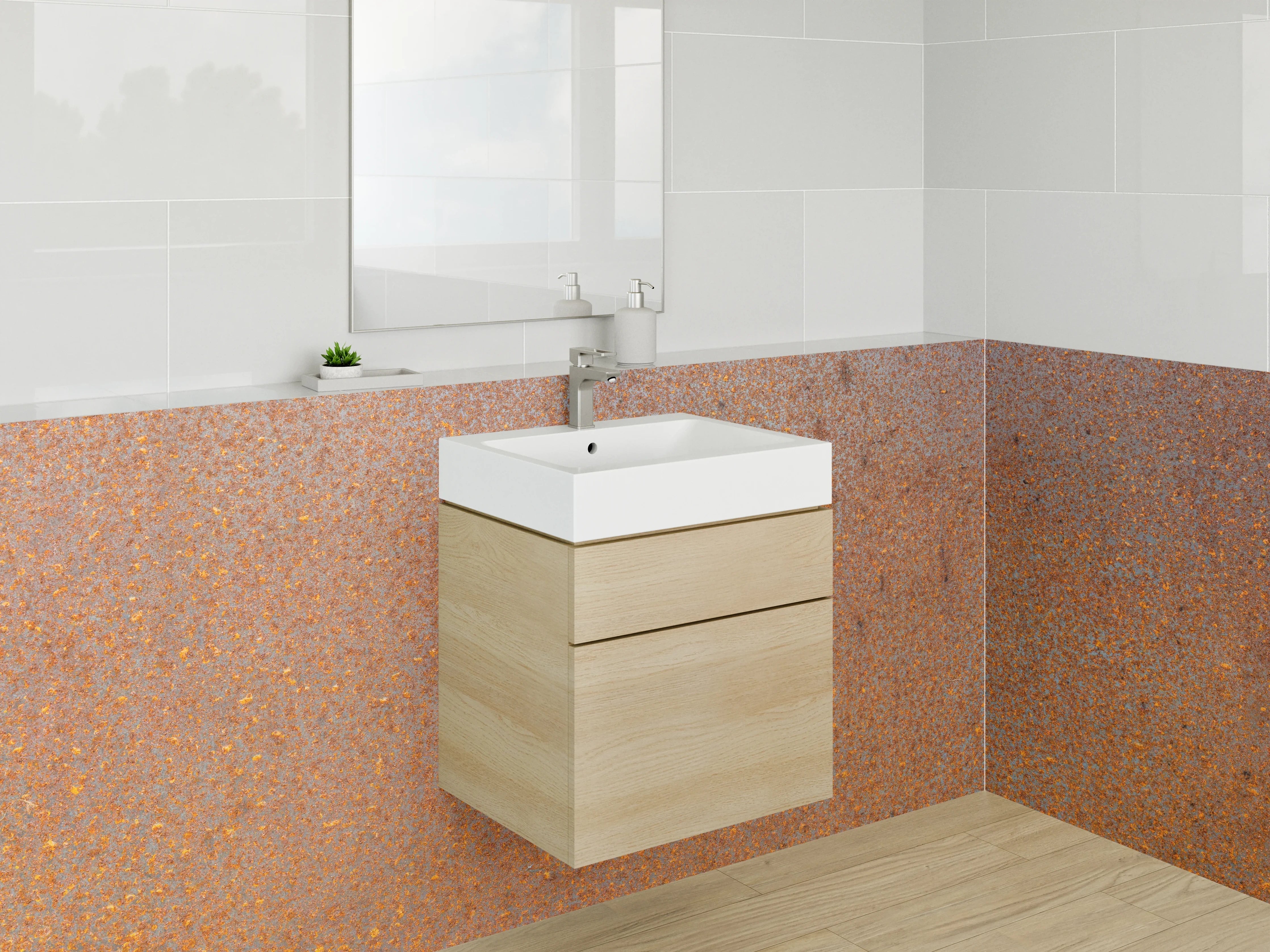 Waschbecken-Rückwand - Rostoptik Metall-Design für Rückwände