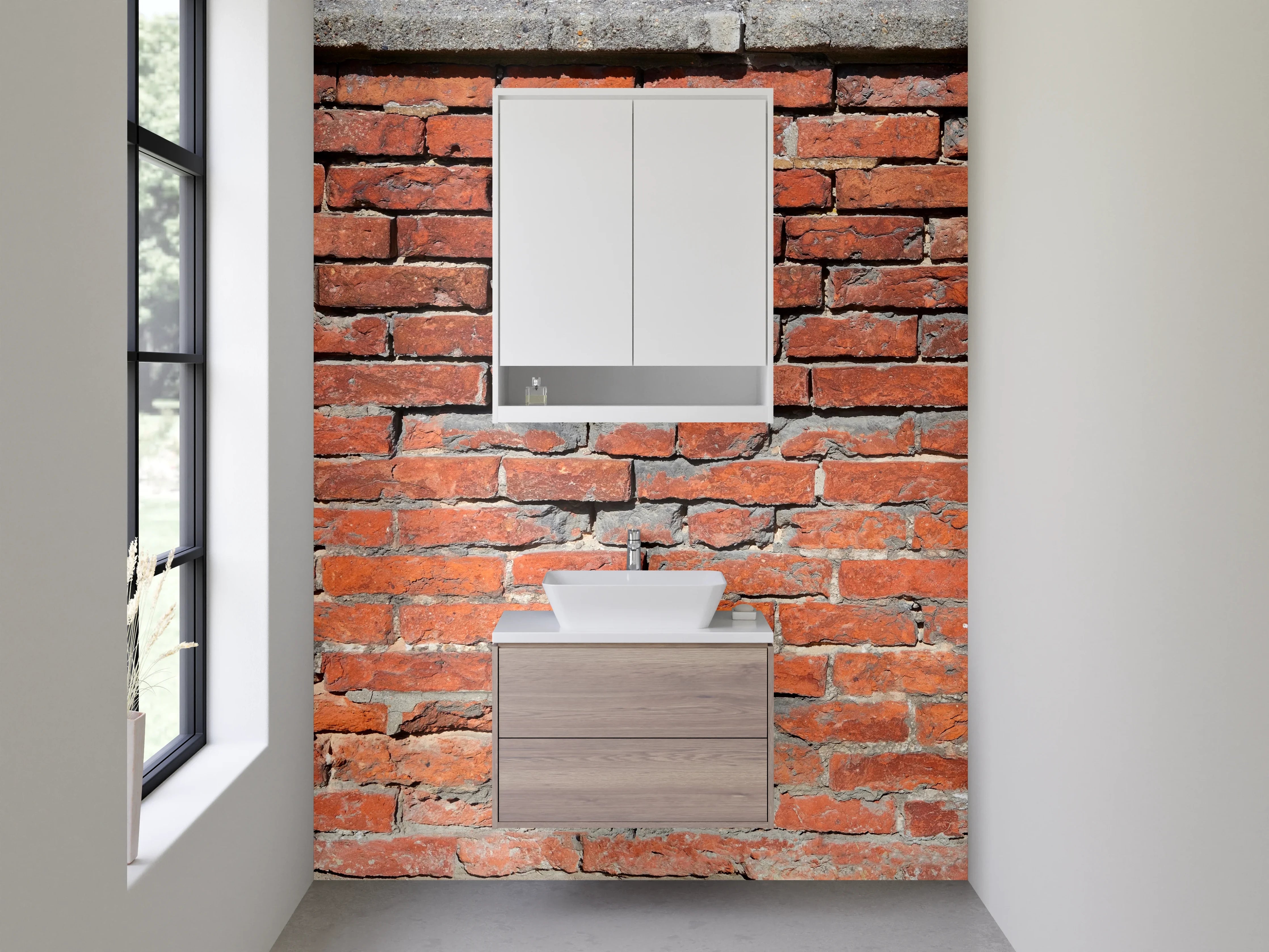 Waschbecken-Rückwand - Rote Backsteinmauer Industrial Style