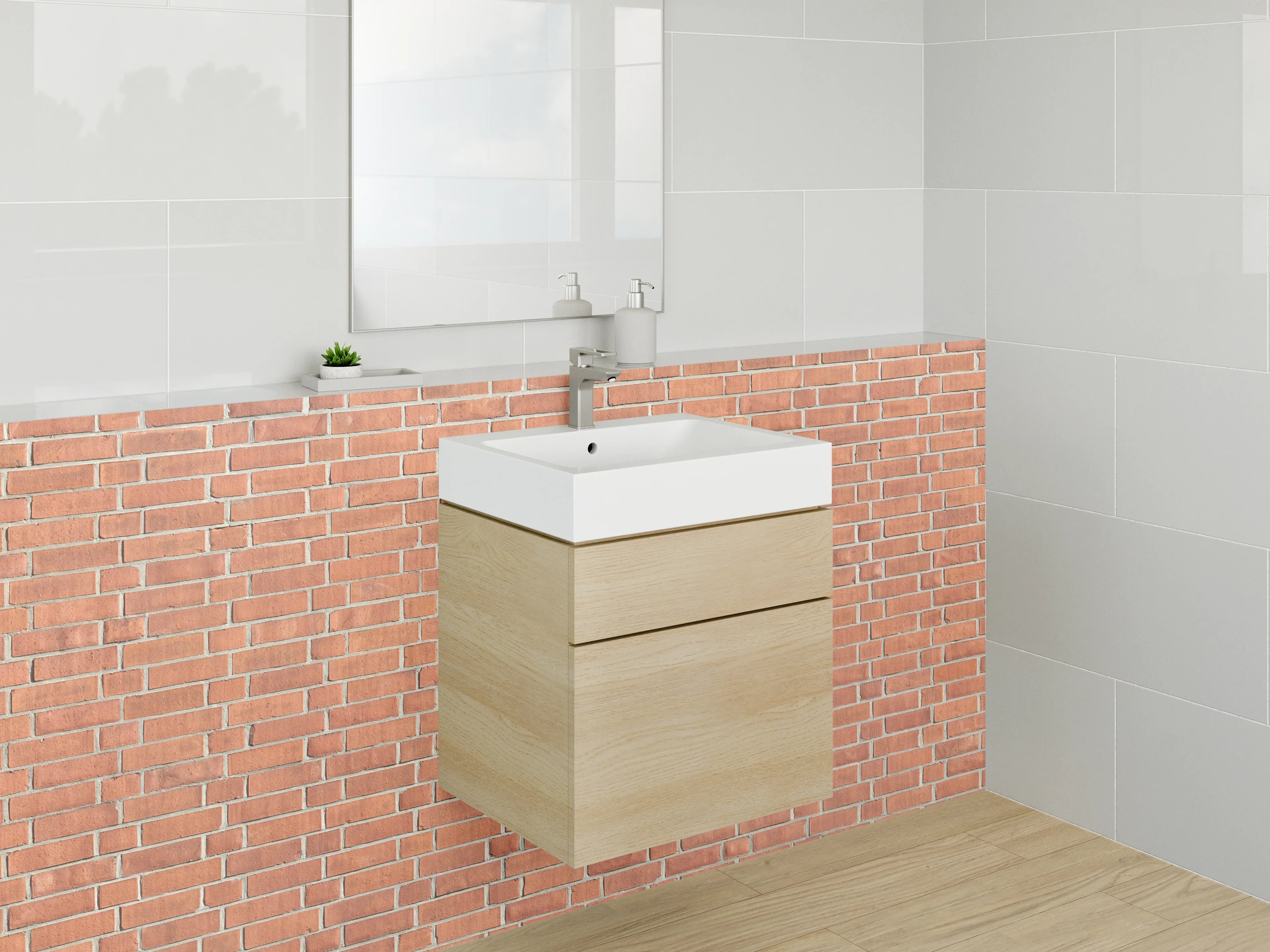 Waschbecken-Rückwand - Rote Backsteinwand – Urbanes Design