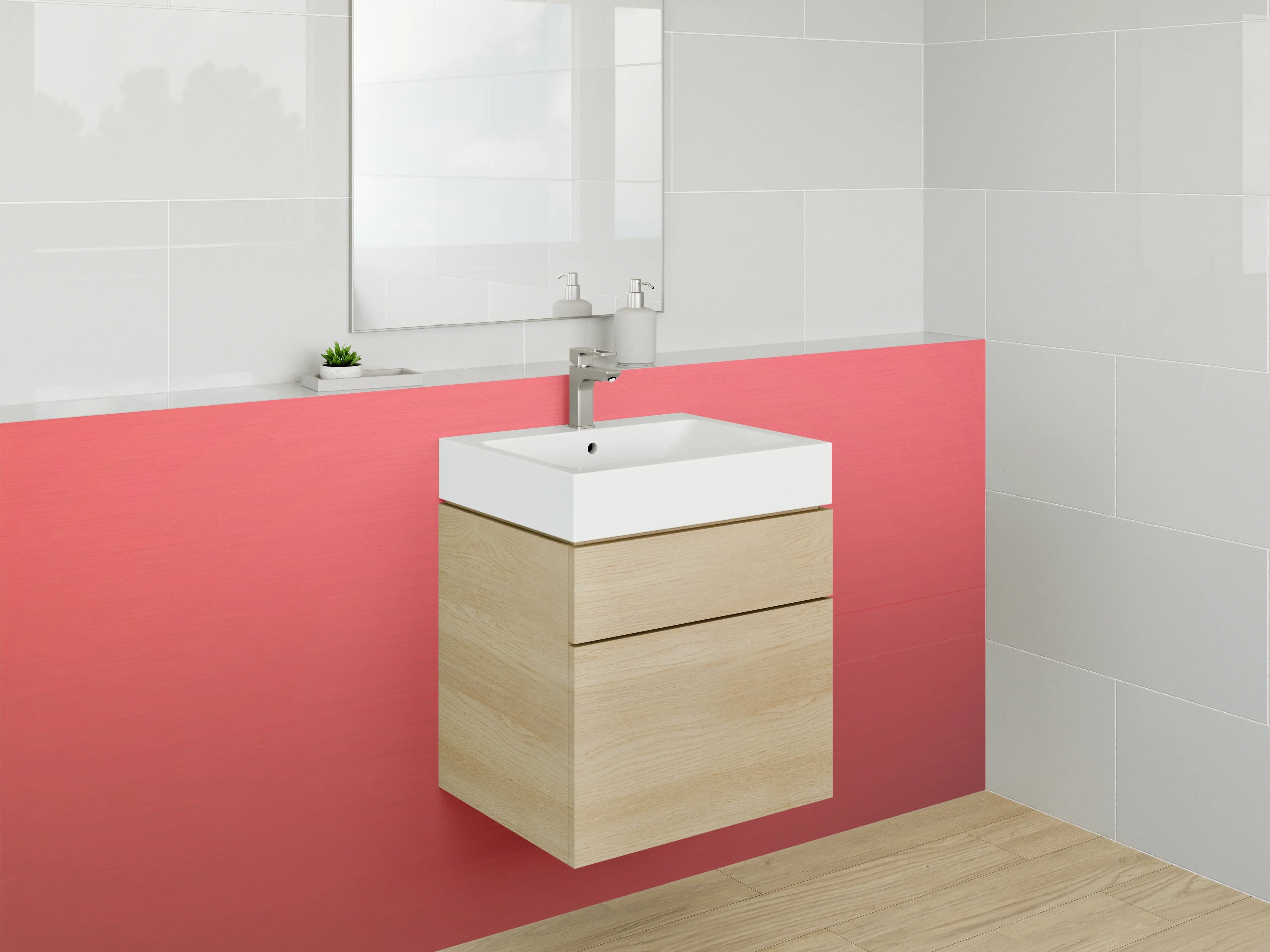 Waschbecken-Rückwand - Rote Metallic-Oberfläche mit Struktur