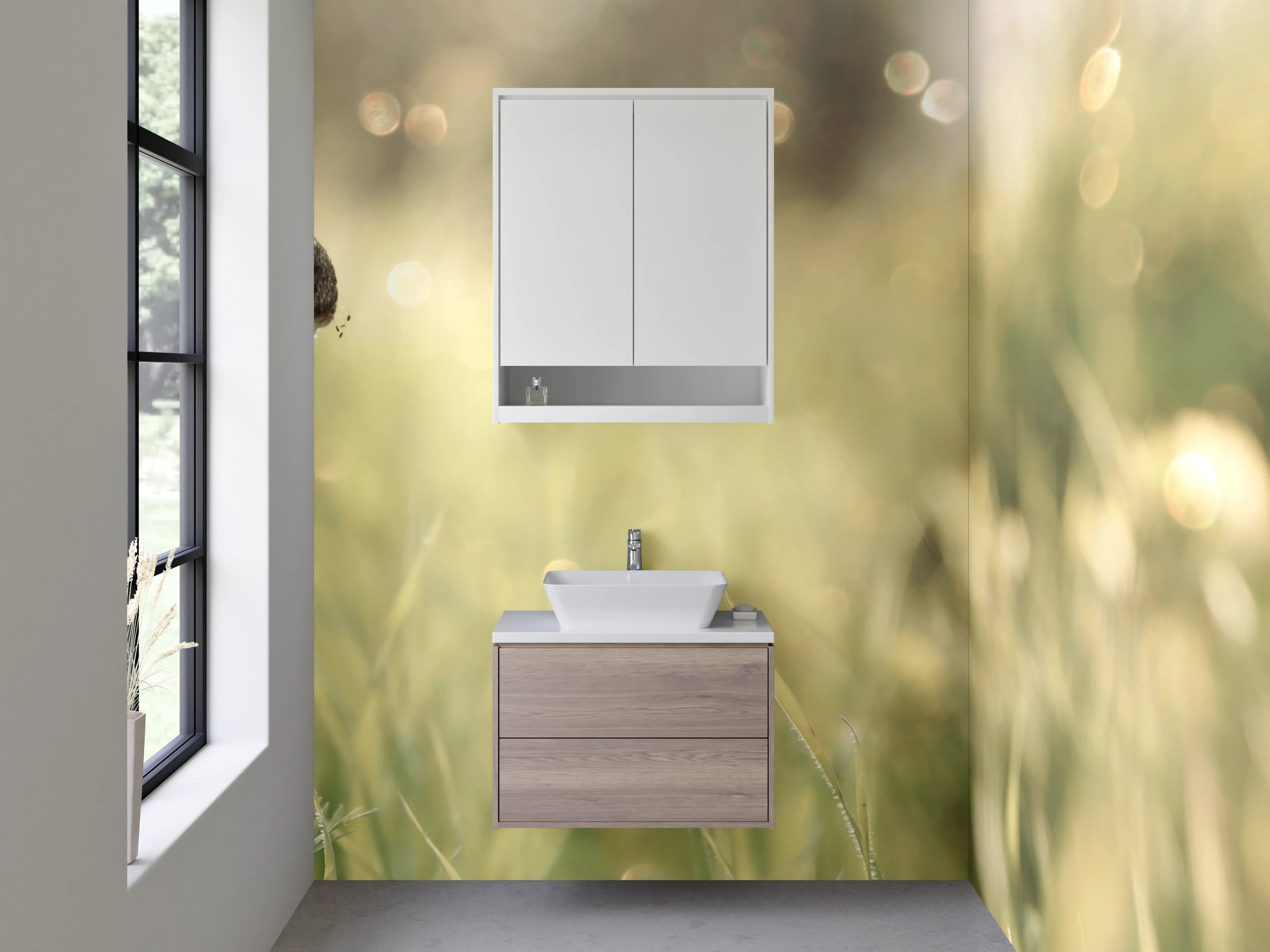 Waschbecken-Rückwand - Rote Mohnblumen im Frühlingsfeld