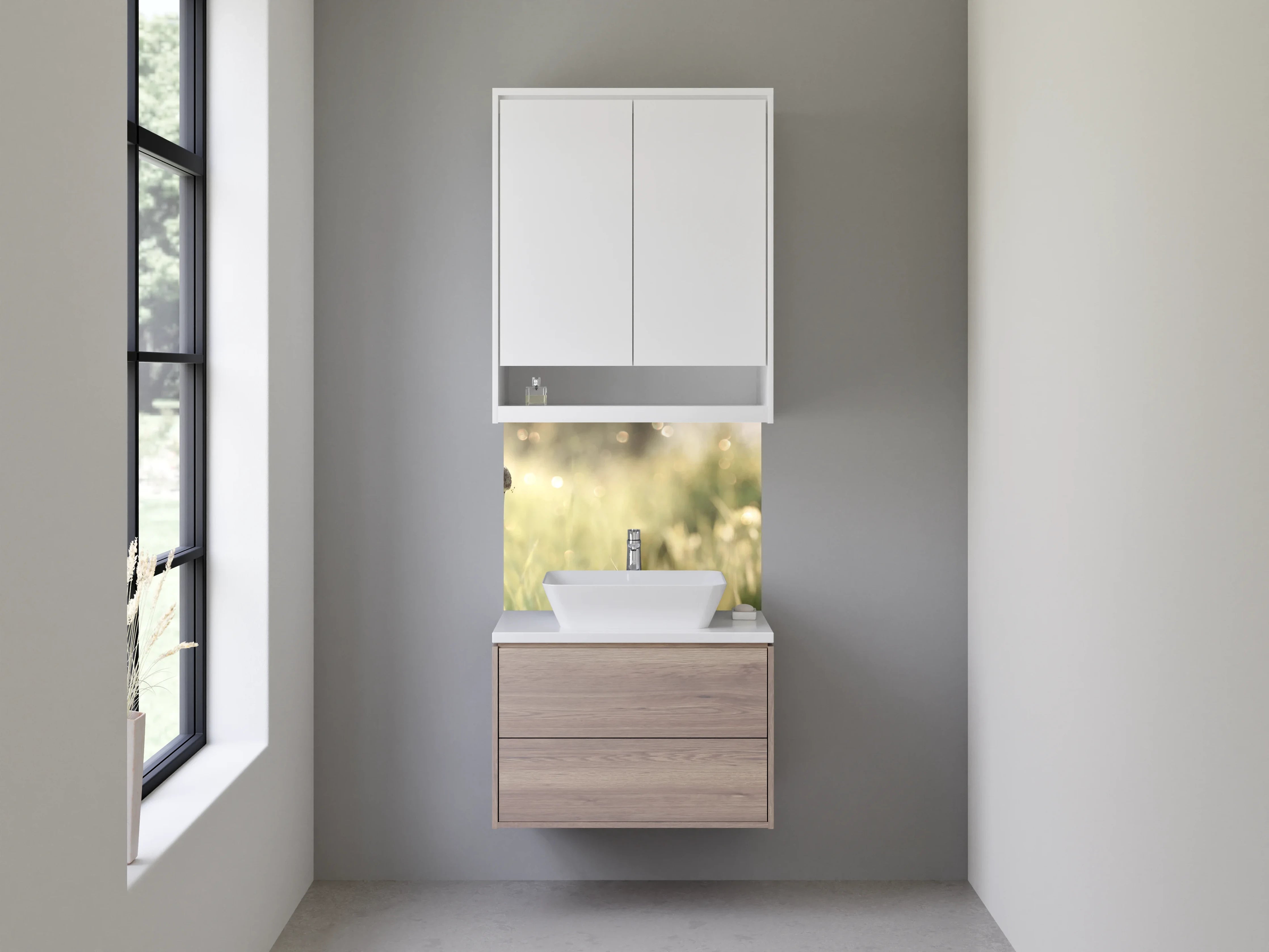 Waschbecken-Rückwand - Rote Mohnblumen im Frühlingsfeld