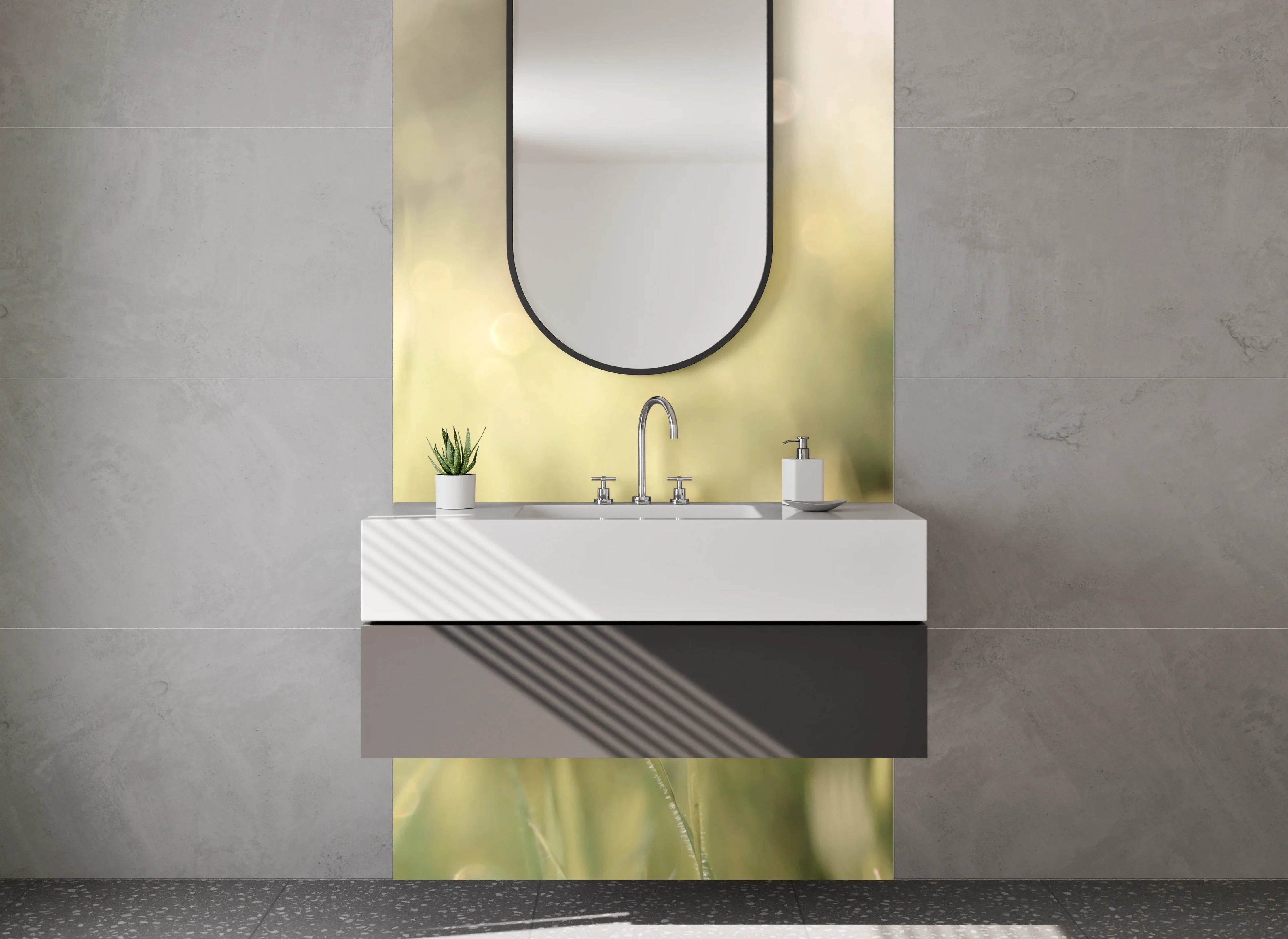 Waschbecken-Rückwand - Rote Mohnblumen im Frühlingsfeld