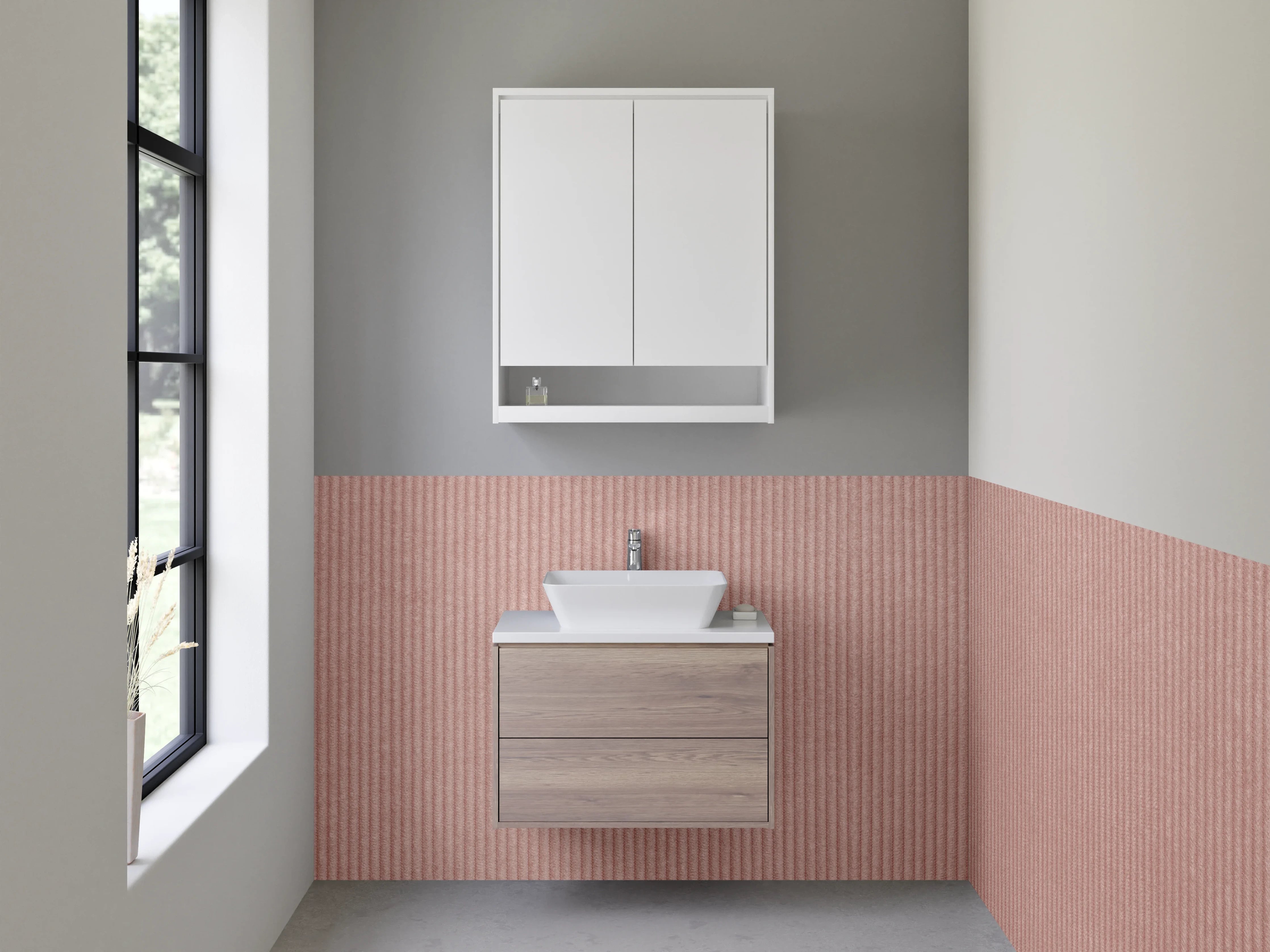 Waschbecken-Rückwand - Rote Textur mit feinen Linien