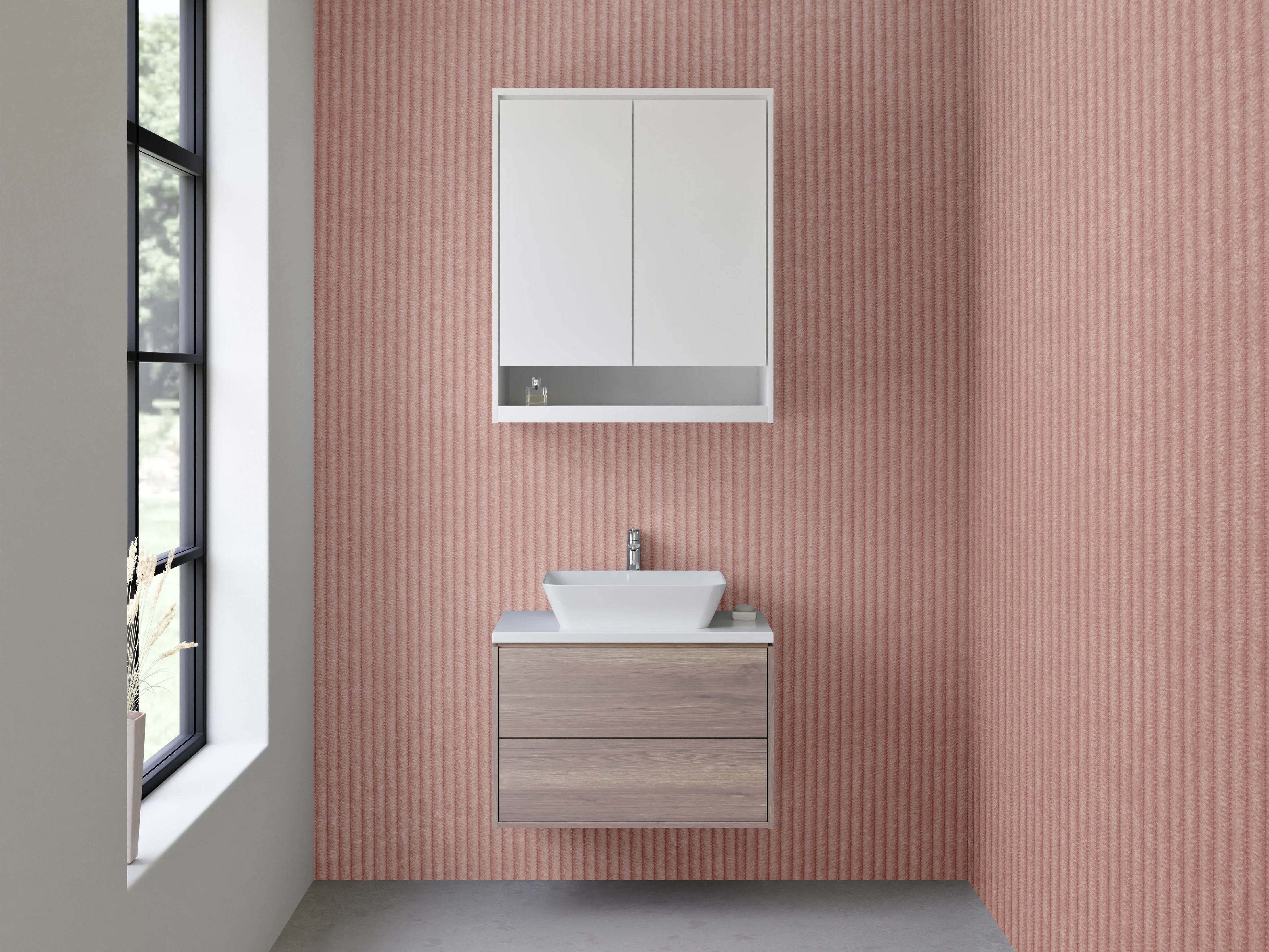 Waschbecken-Rückwand - Rote Textur mit feinen Linien