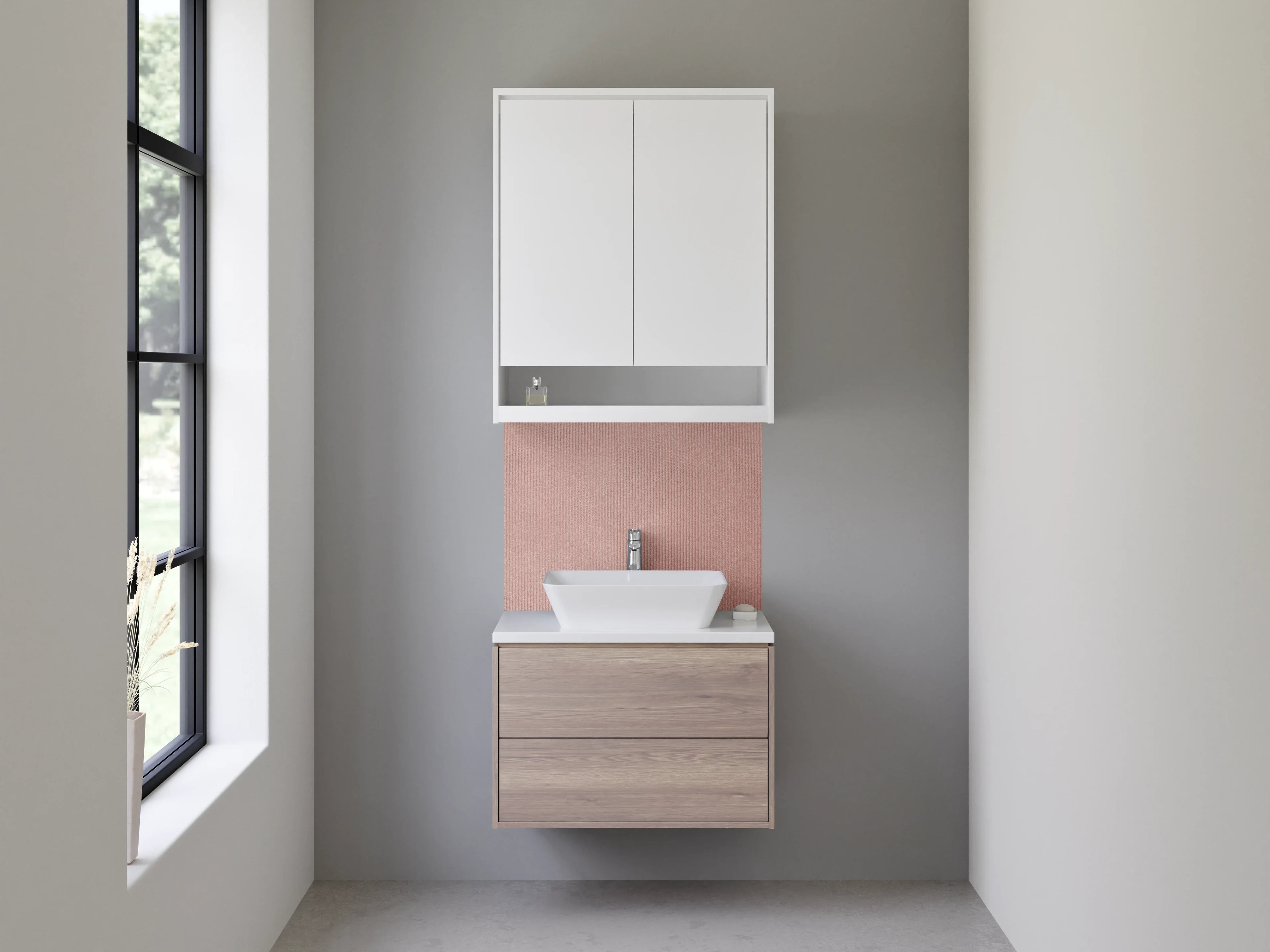 Waschbecken-Rückwand - Rote Textur mit feinen Linien