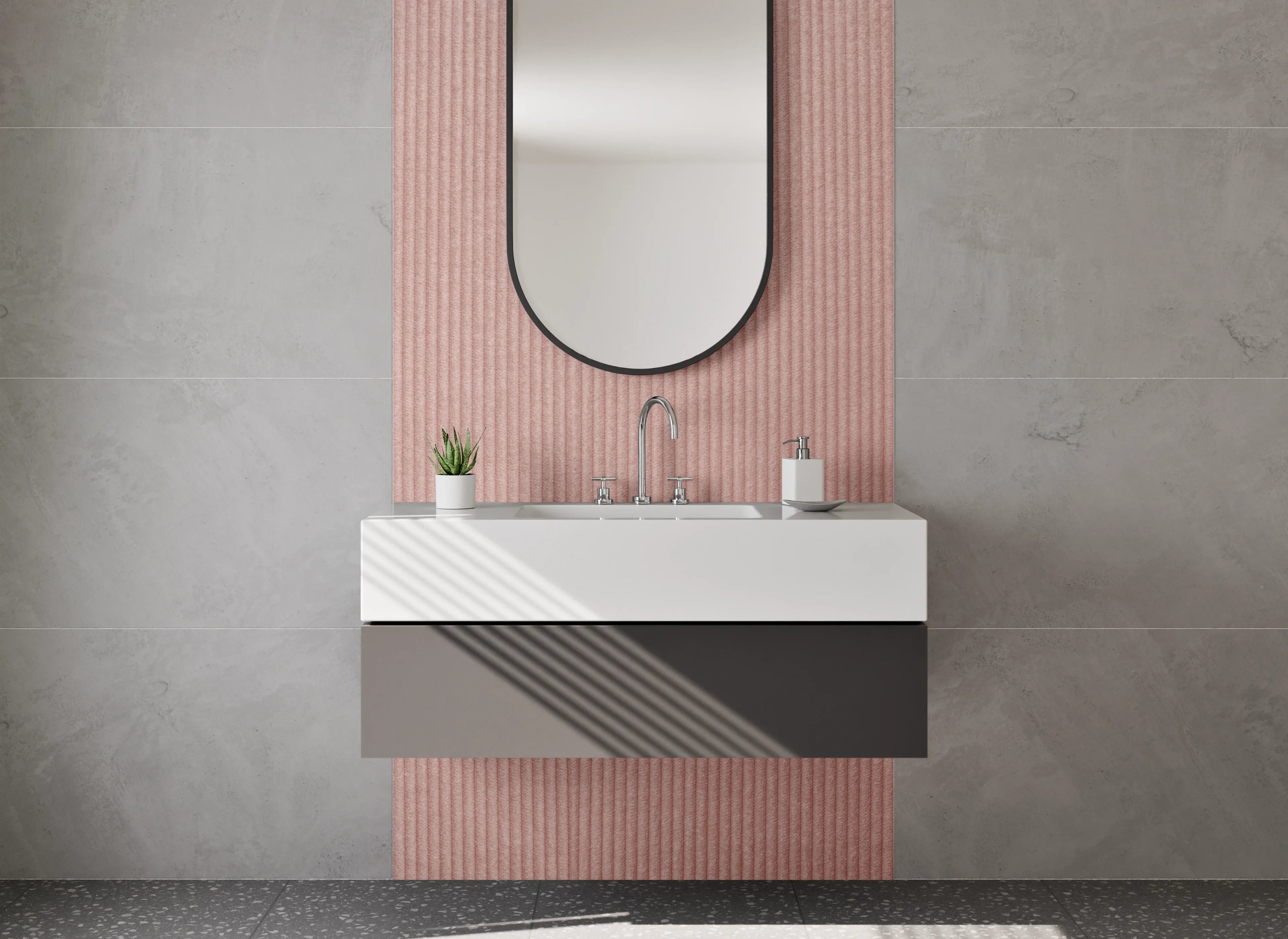 Waschbecken-Rückwand - Rote Textur mit feinen Linien