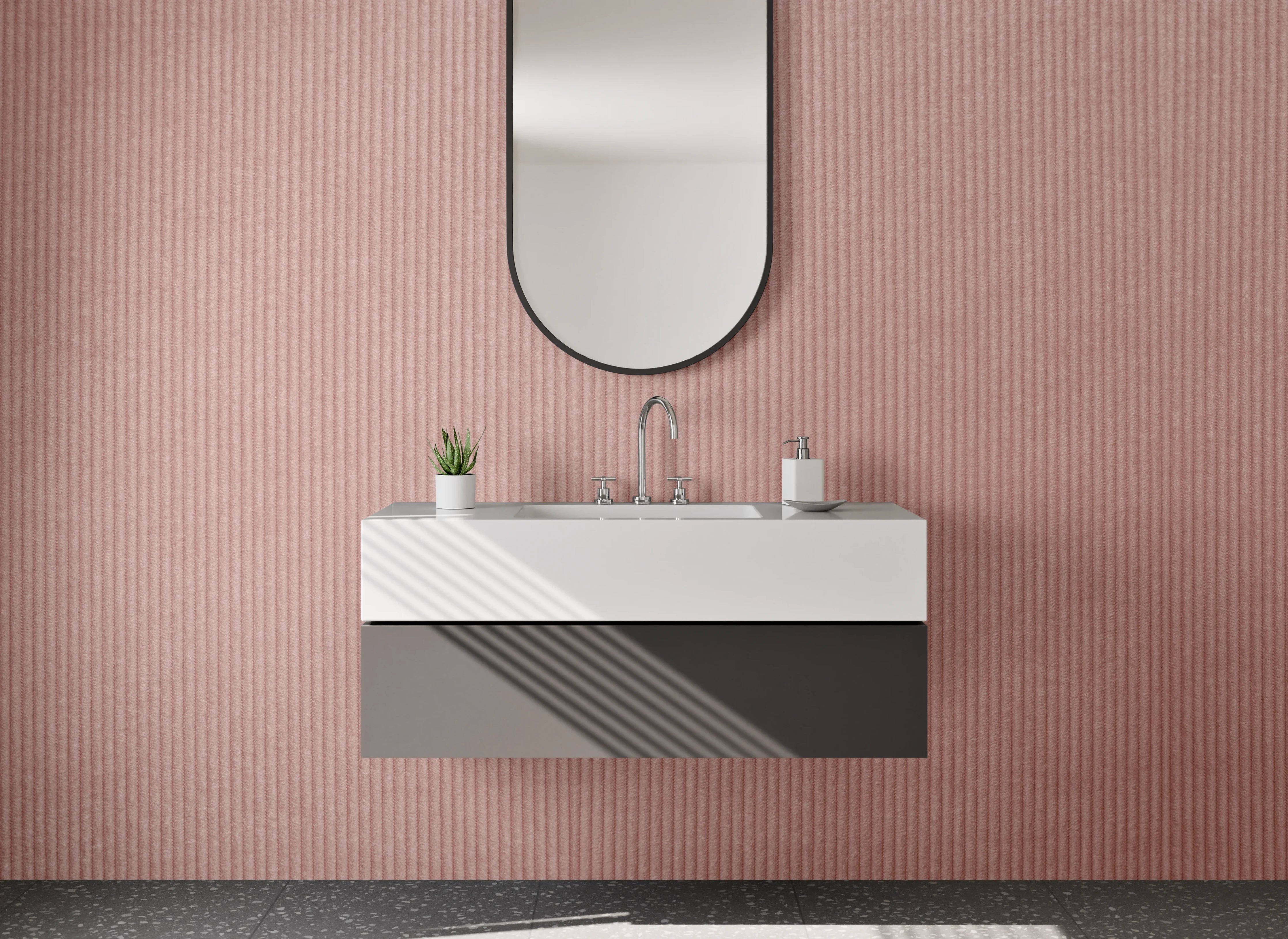 Waschbecken-Rückwand - Rote Textur mit feinen Linien