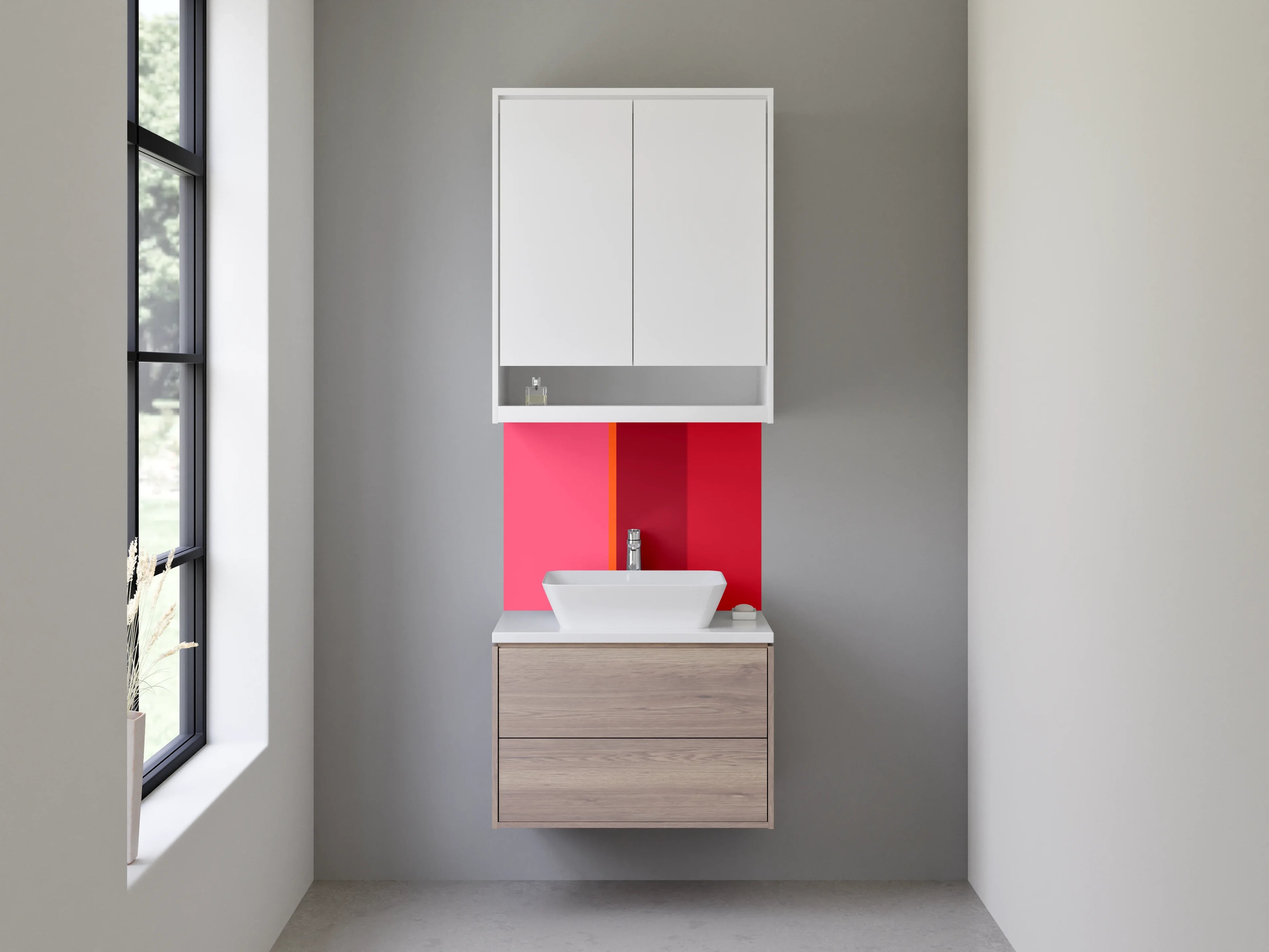 Waschbecken-Rückwand - Rotes Farbverlauf mit Pink