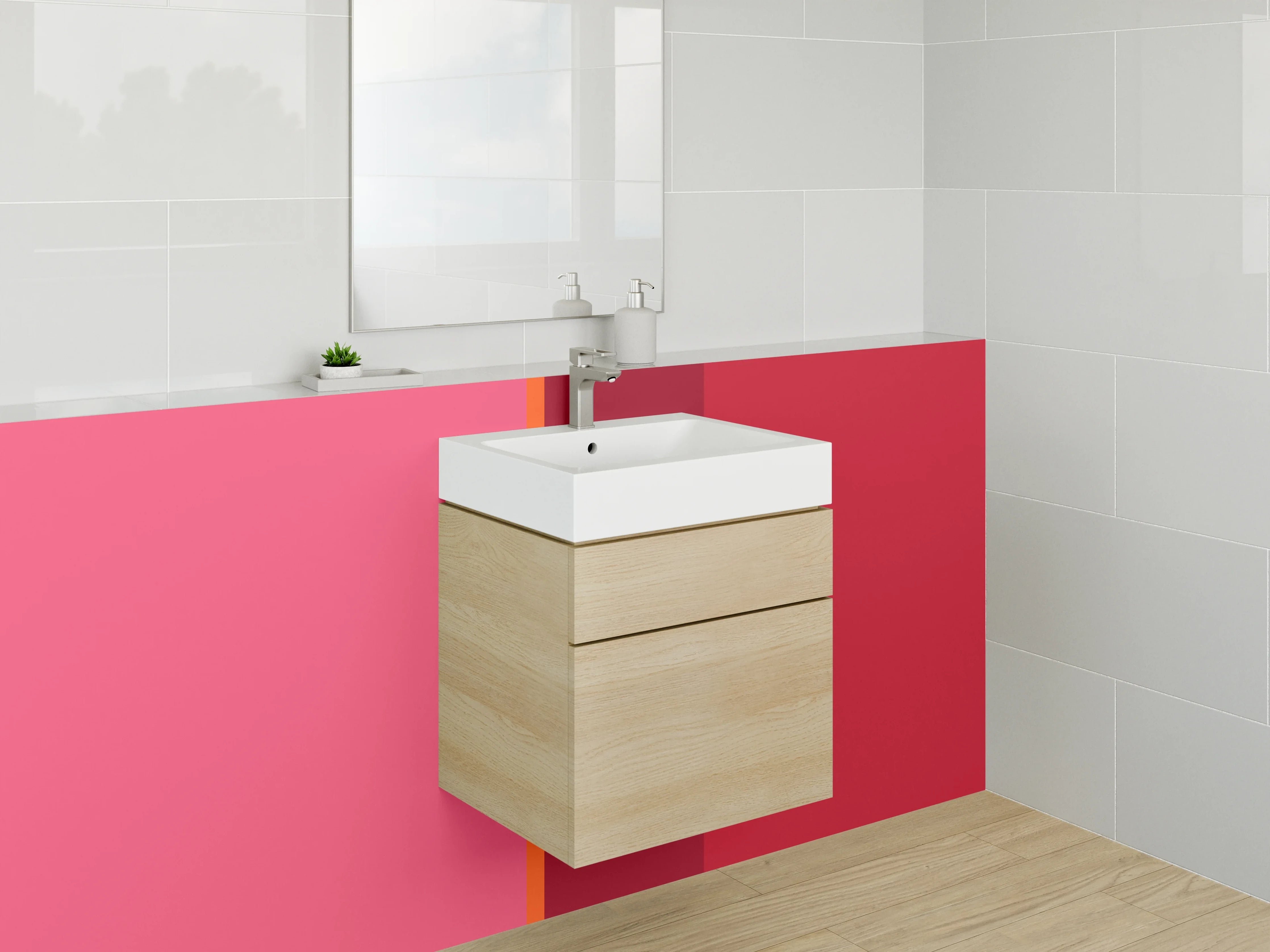 Waschbecken-Rückwand - Rotes Farbverlauf mit Pink