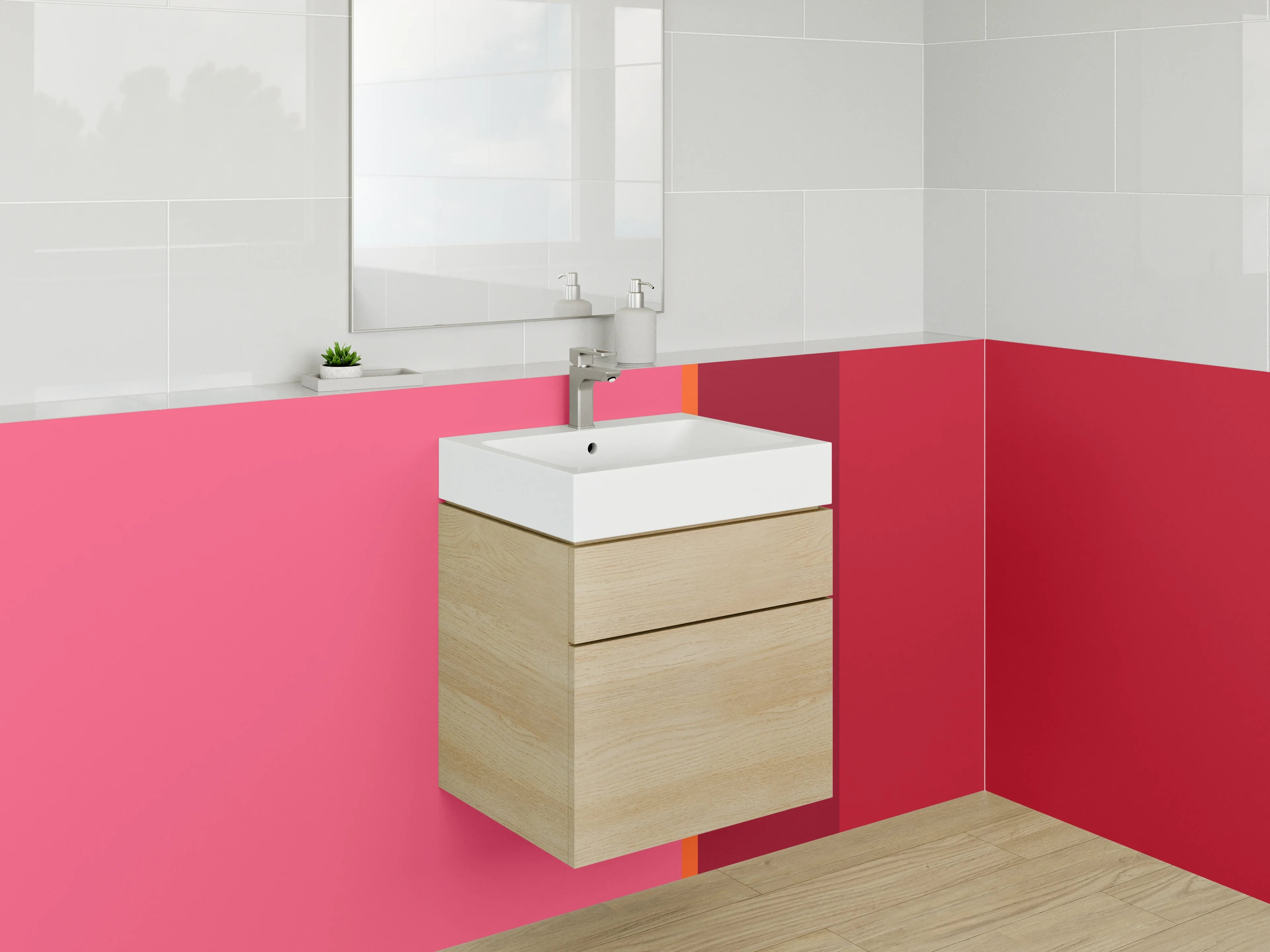 Waschbecken-Rückwand - Rotes Farbverlauf mit Pink