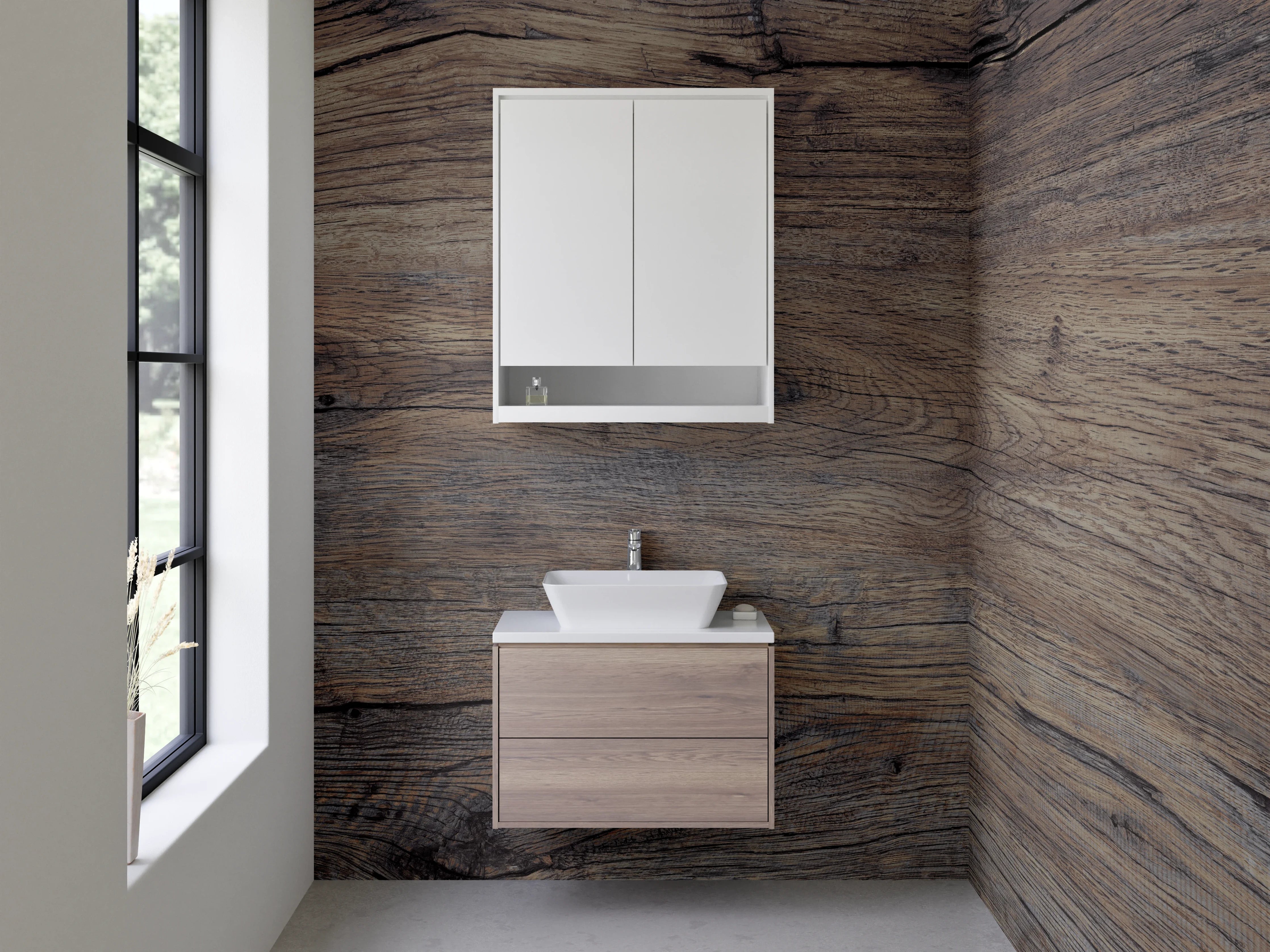 Waschbecken-Rückwand - Rustikale Holzoptik Küche