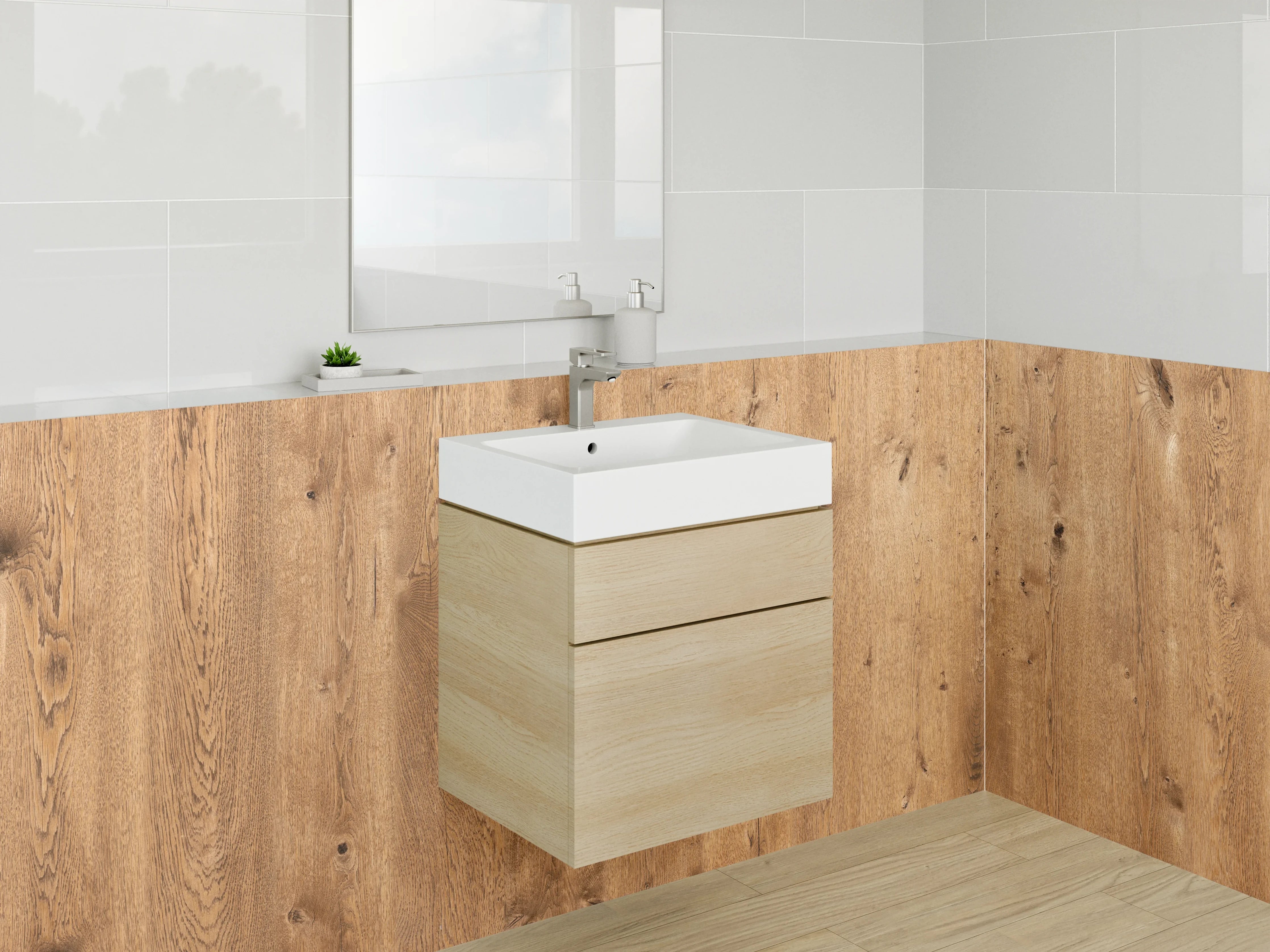 Waschbecken-Rückwand - Rustikale Holzoptik für Küchenrückwände