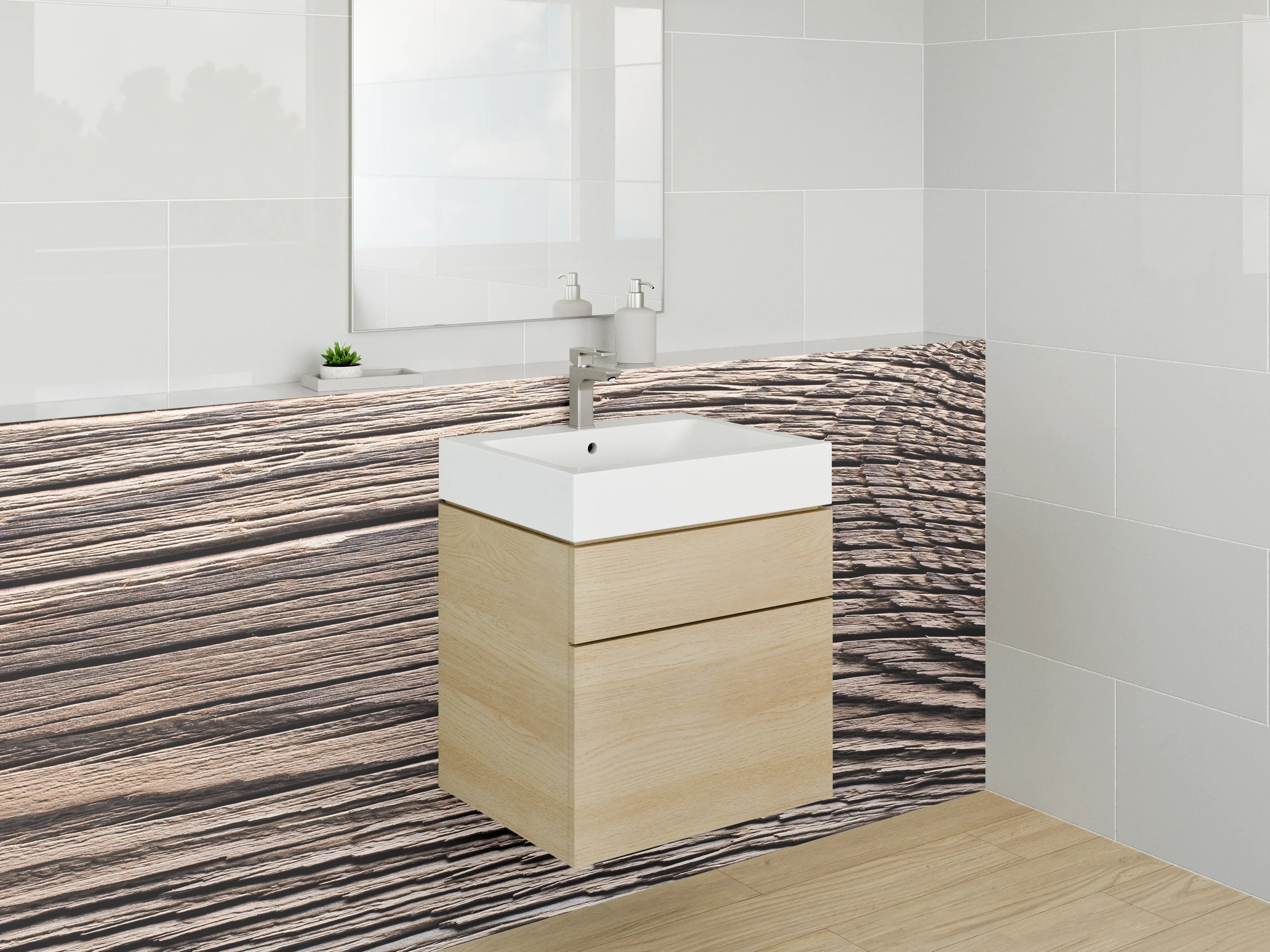 Waschbecken-Rückwand - Rustikale Holzstruktur für Bad & Küche