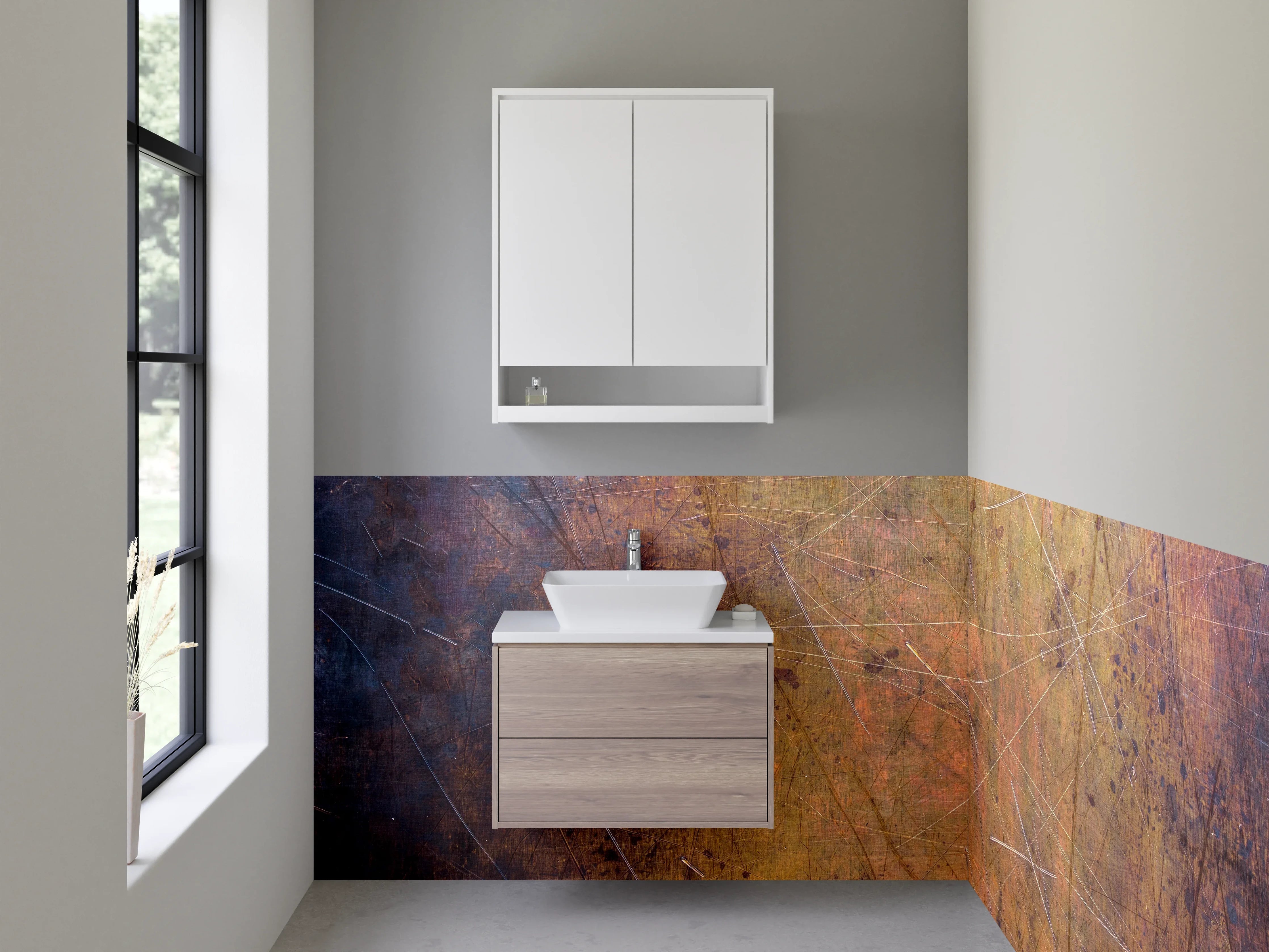 Waschbecken-Rückwand - Rustikale Metallstruktur Rostoptik