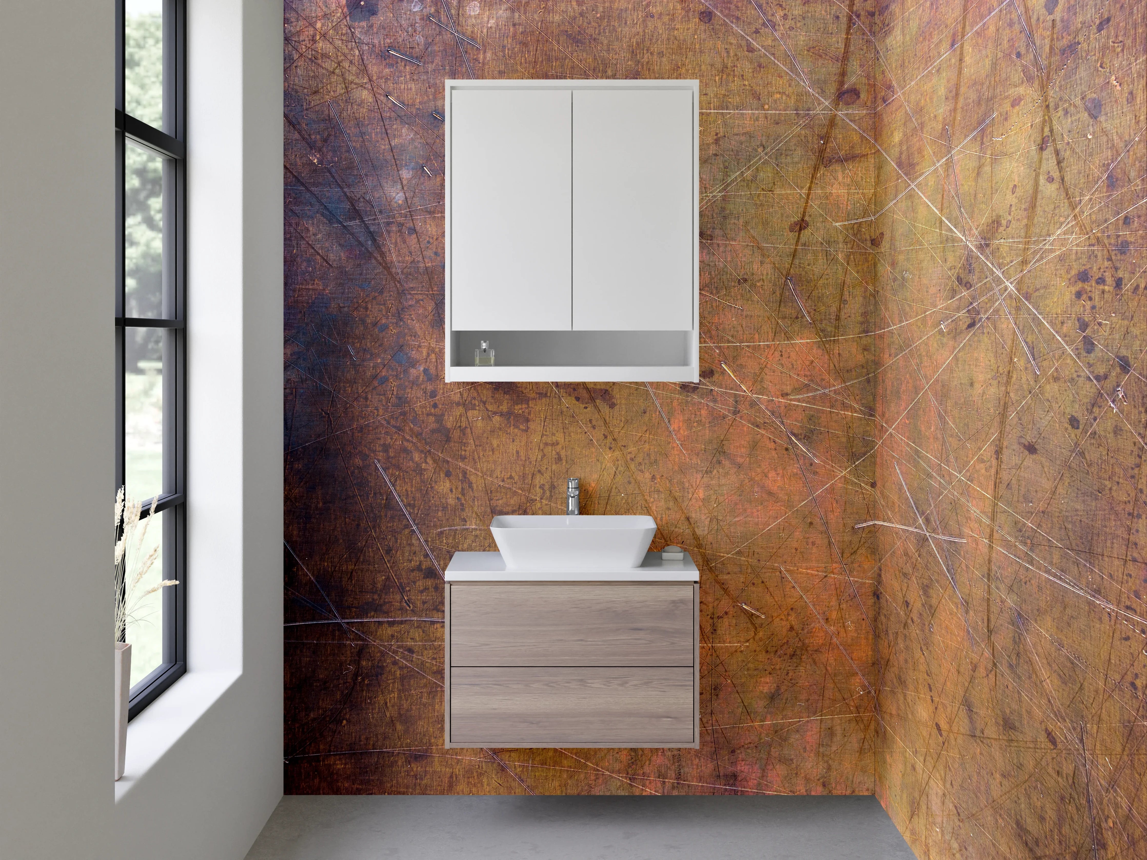 Waschbecken-Rückwand - Rustikale Metallstruktur Rostoptik