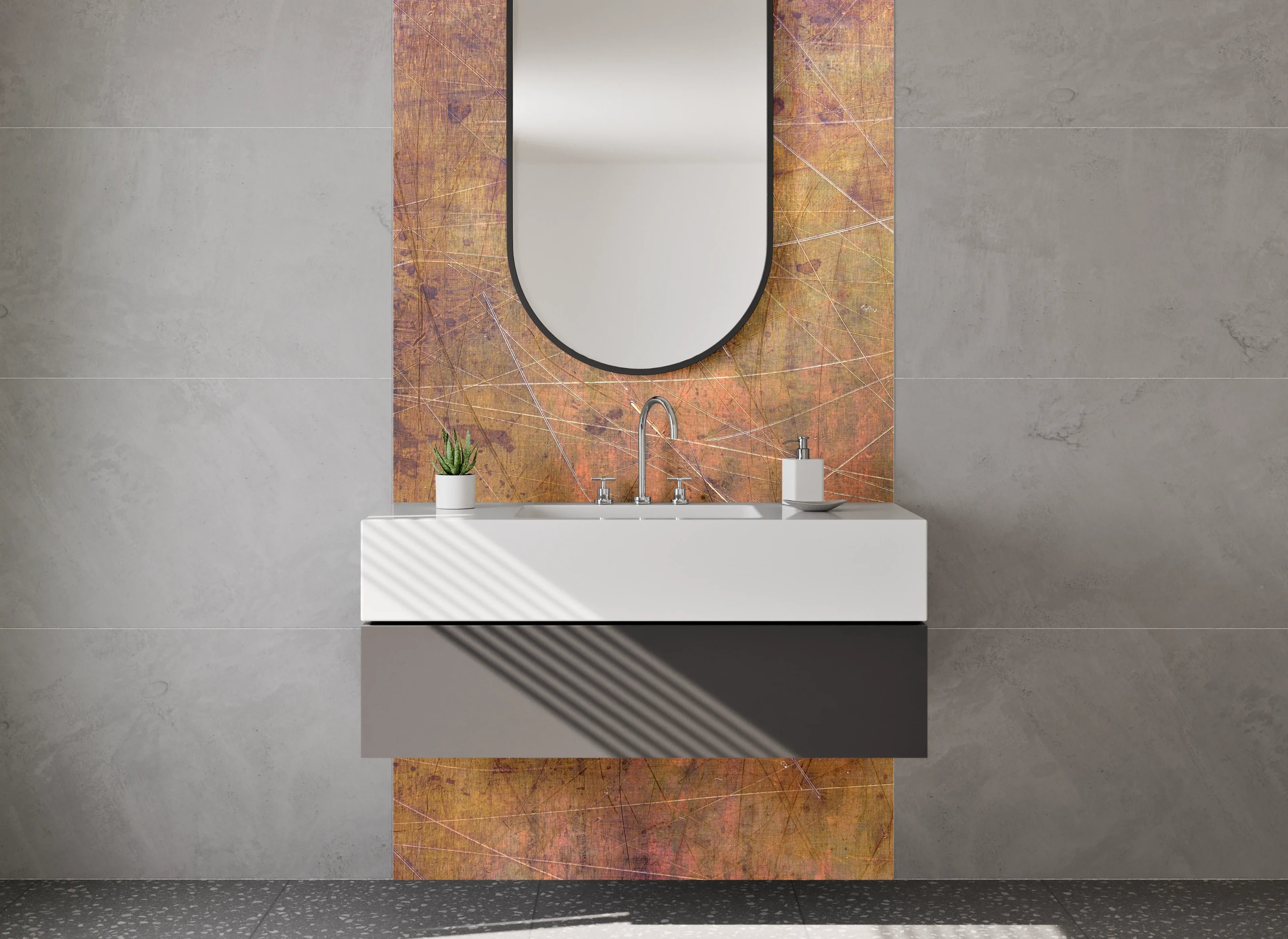 Waschbecken-Rückwand - Rustikale Metallstruktur Rostoptik