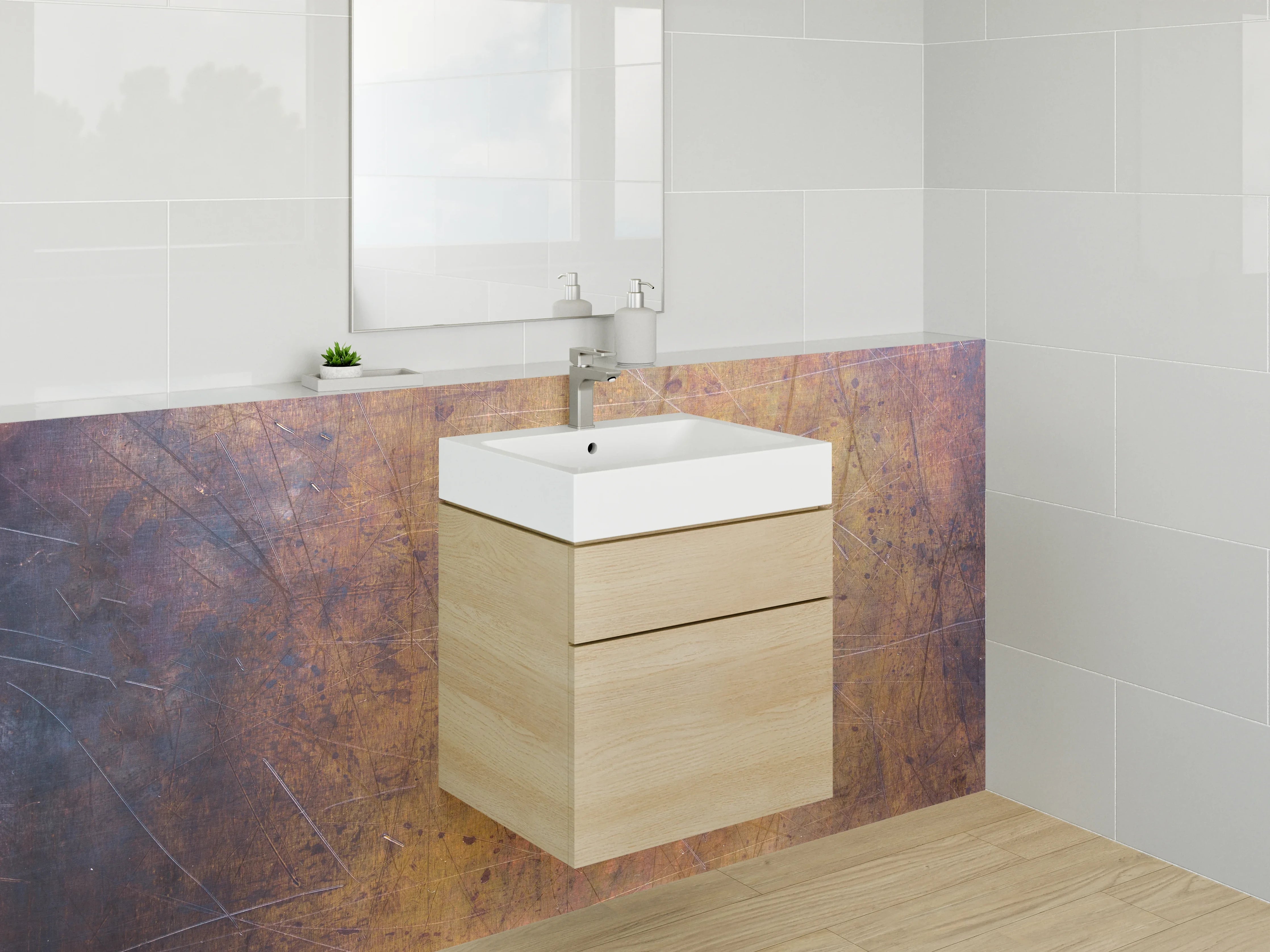 Waschbecken-Rückwand - Rustikale Metallstruktur Rostoptik