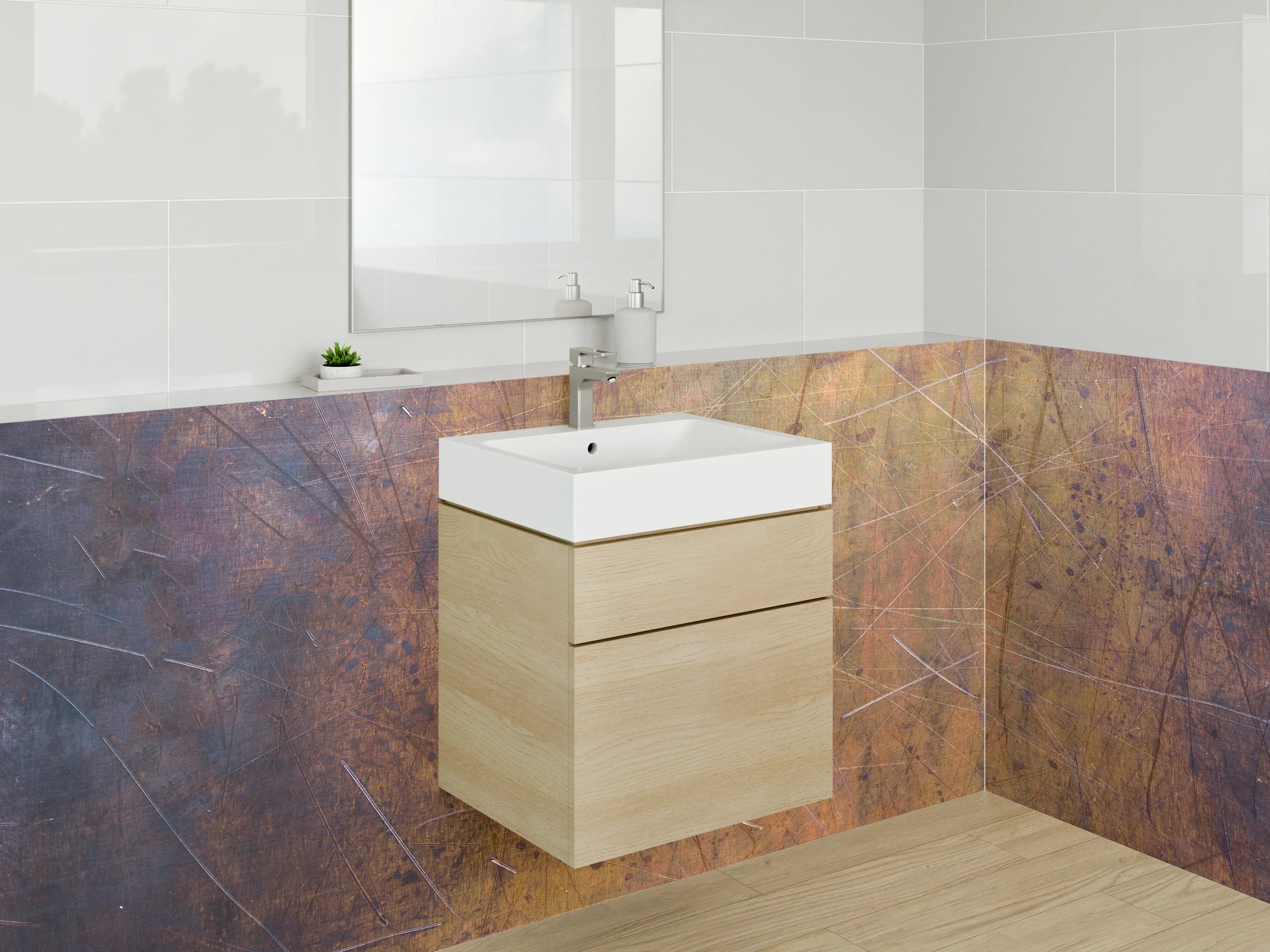 Waschbecken-Rückwand - Rustikale Metallstruktur Rostoptik