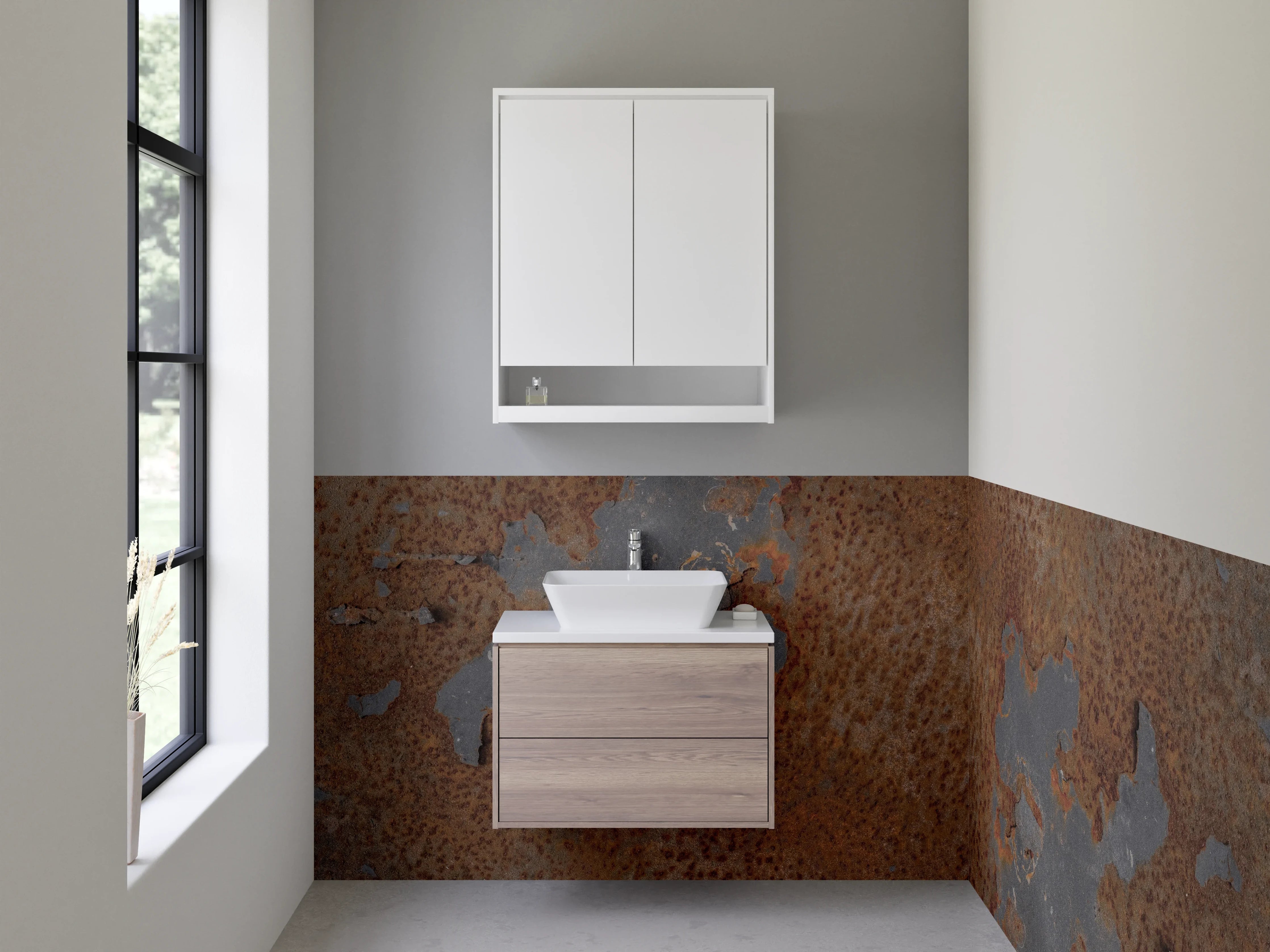 Waschbecken-Rückwand - Rustikale Rostoptik Industrial Metall