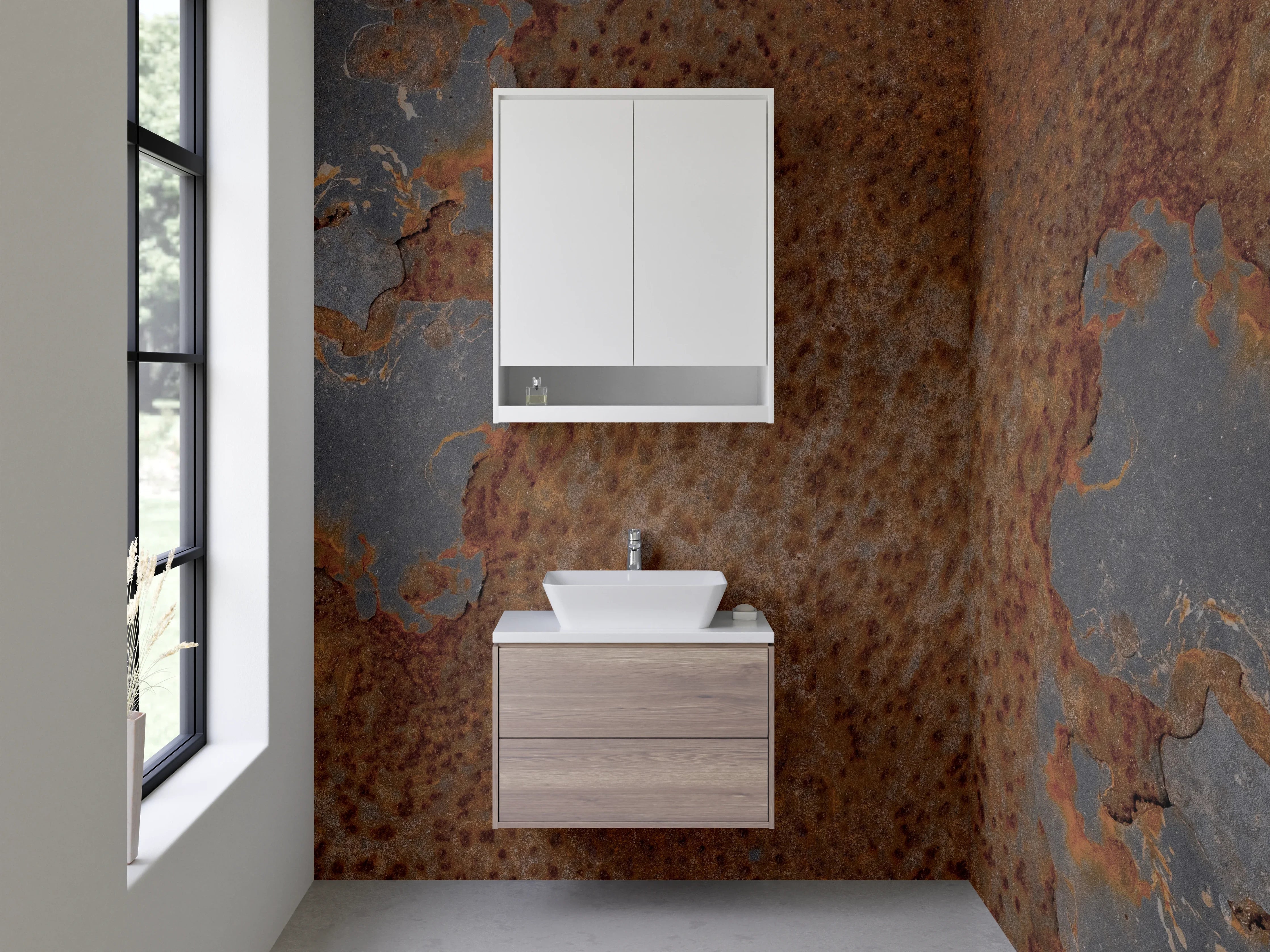 Waschbecken-Rückwand - Rustikale Rostoptik Industrial Metall