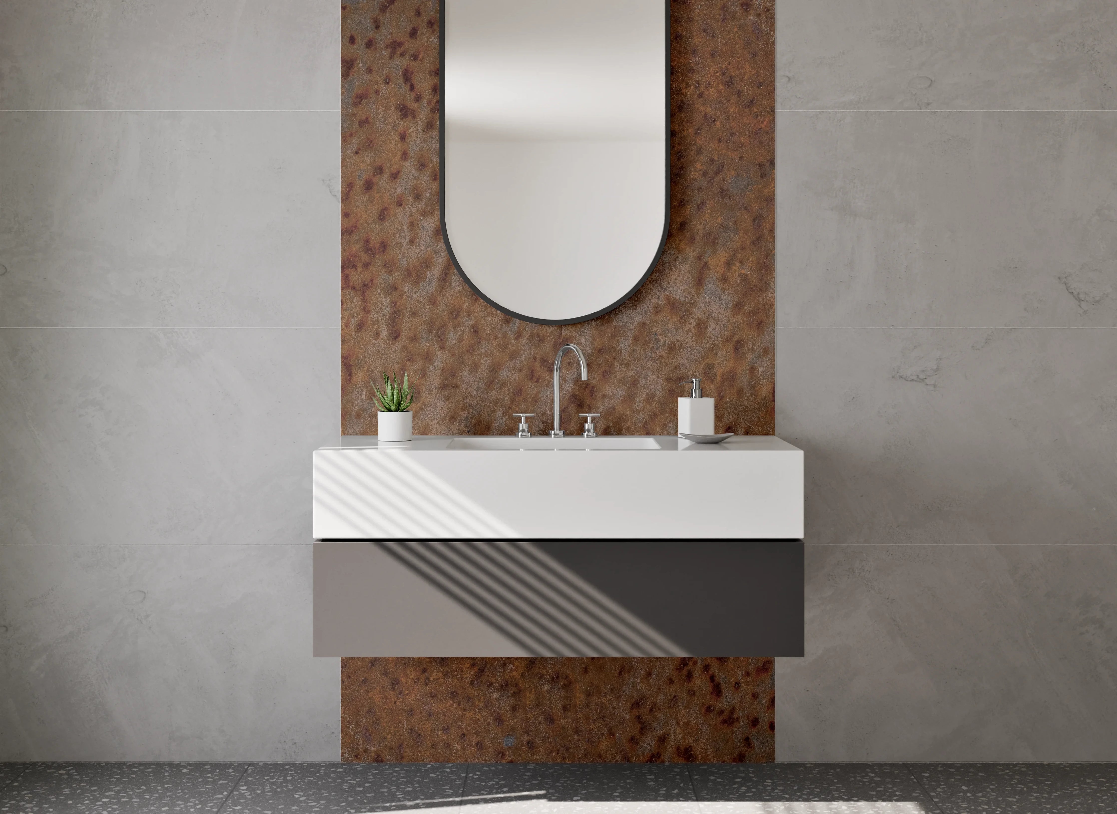 Waschbecken-Rückwand - Rustikale Rostoptik Industrial Metall