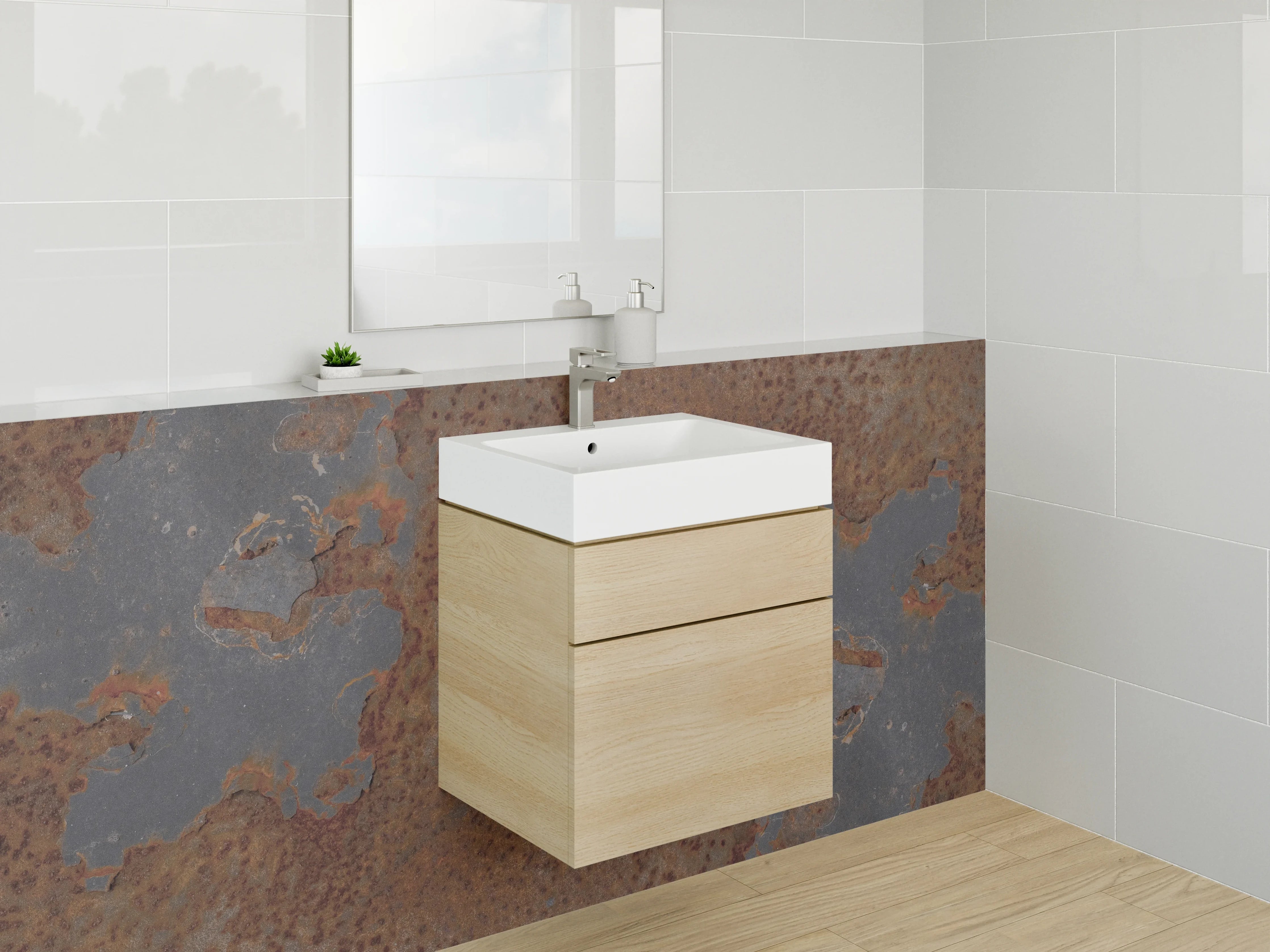 Waschbecken-Rückwand - Rustikale Rostoptik Industrial Metall