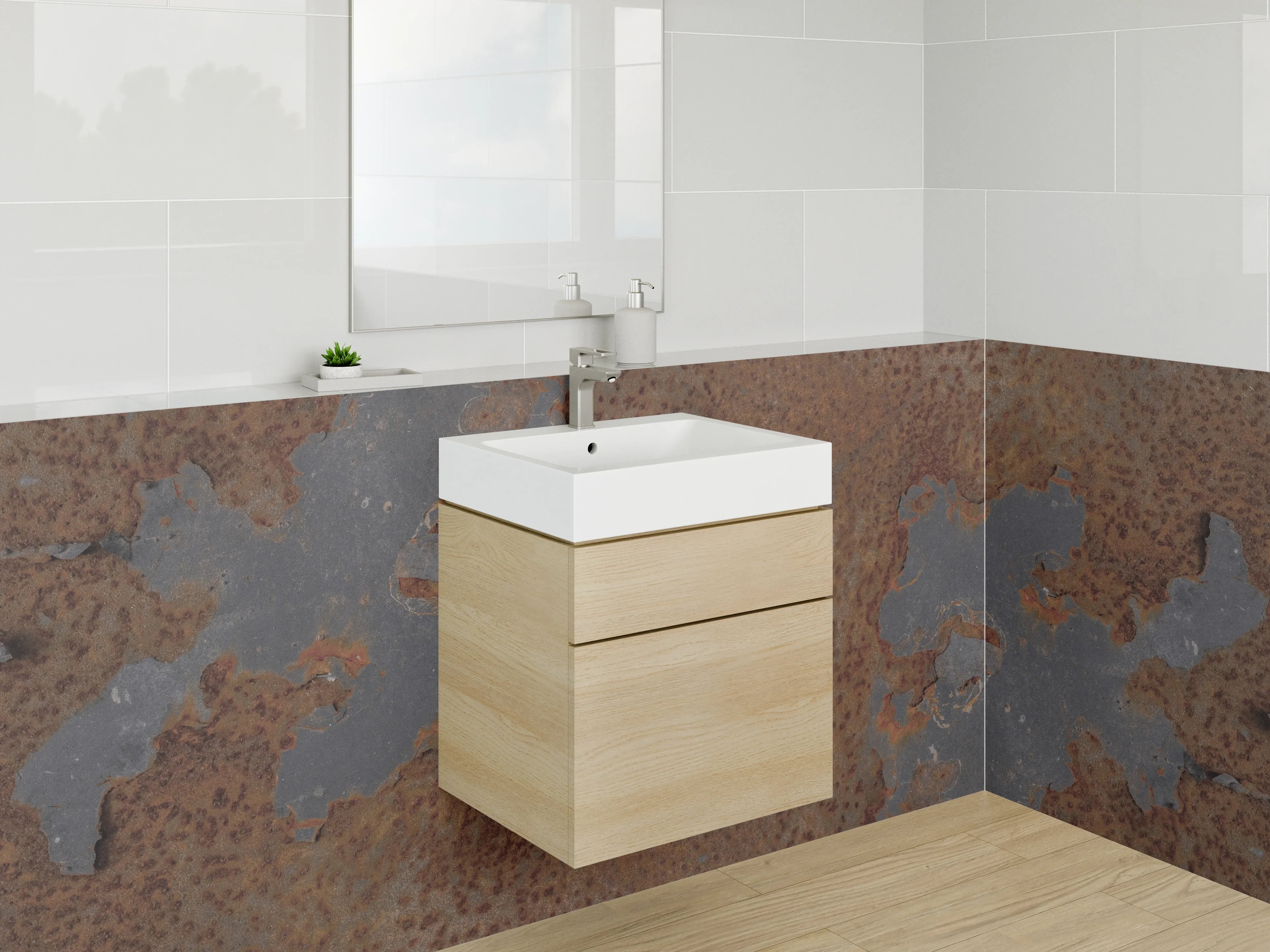 Waschbecken-Rückwand - Rustikale Rostoptik Industrial Metall