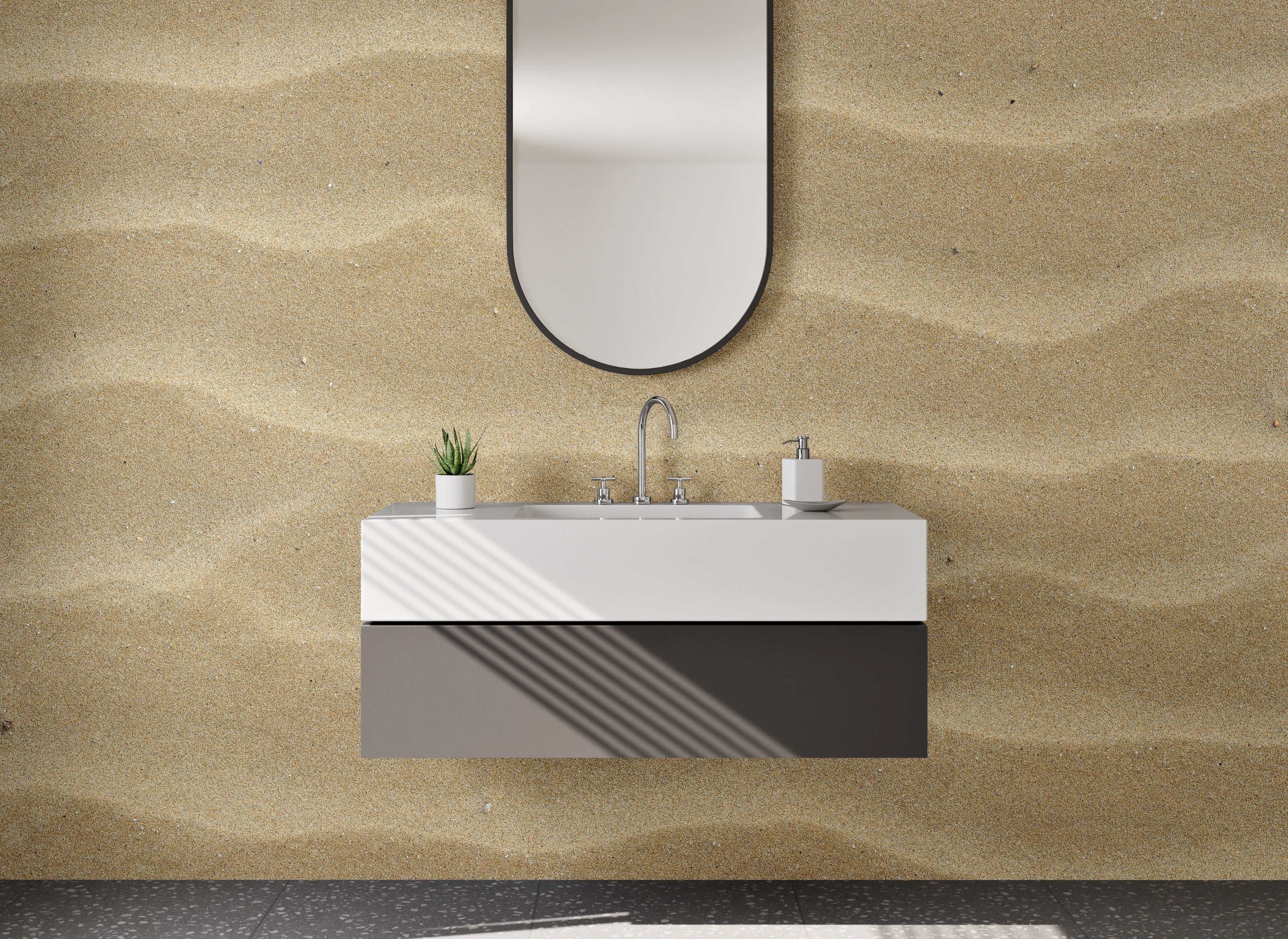 Waschbecken-Rückwand - Sandmuster Natur Beige