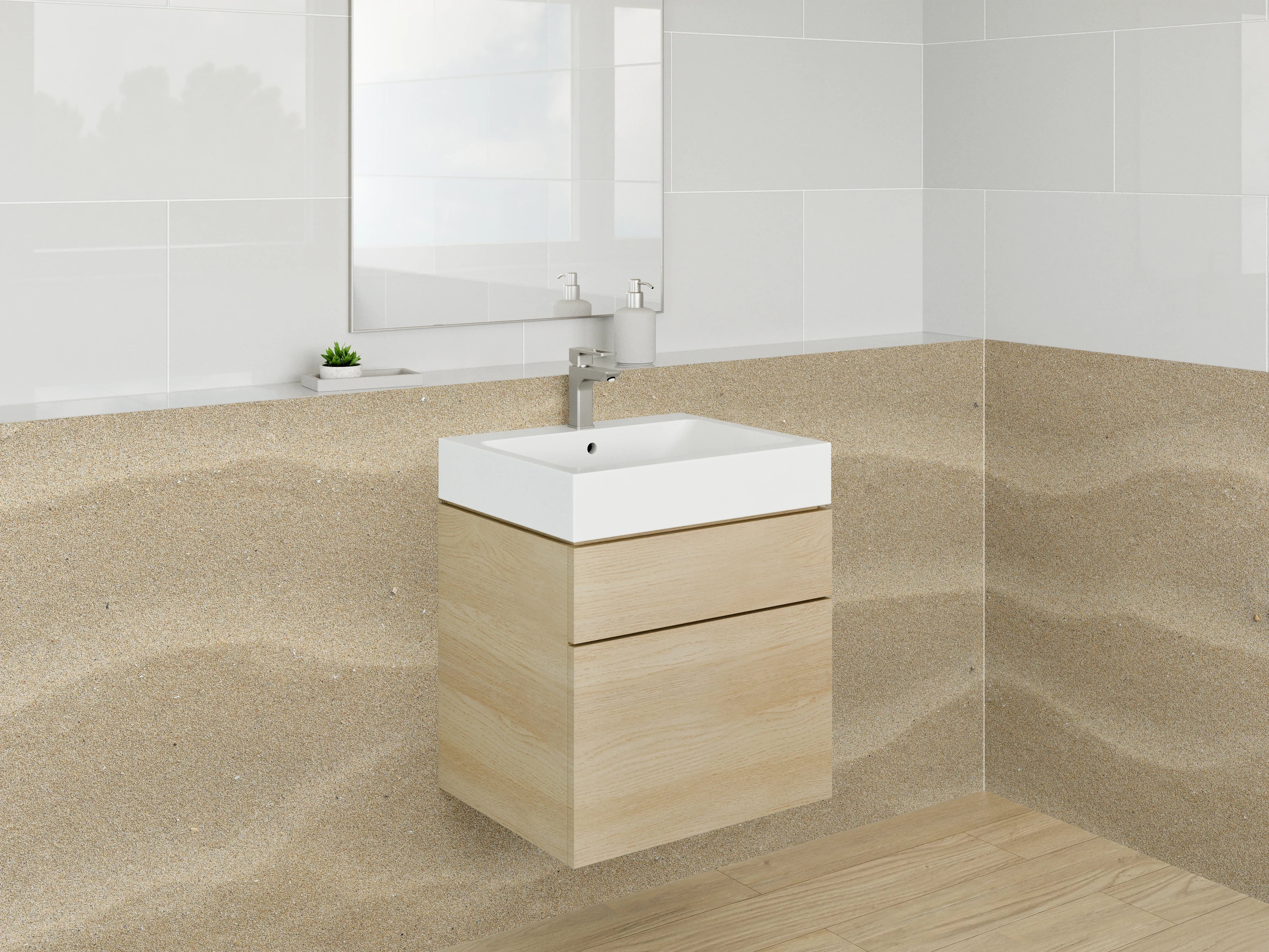 Waschbecken-Rückwand - Sandmuster Natur Beige
