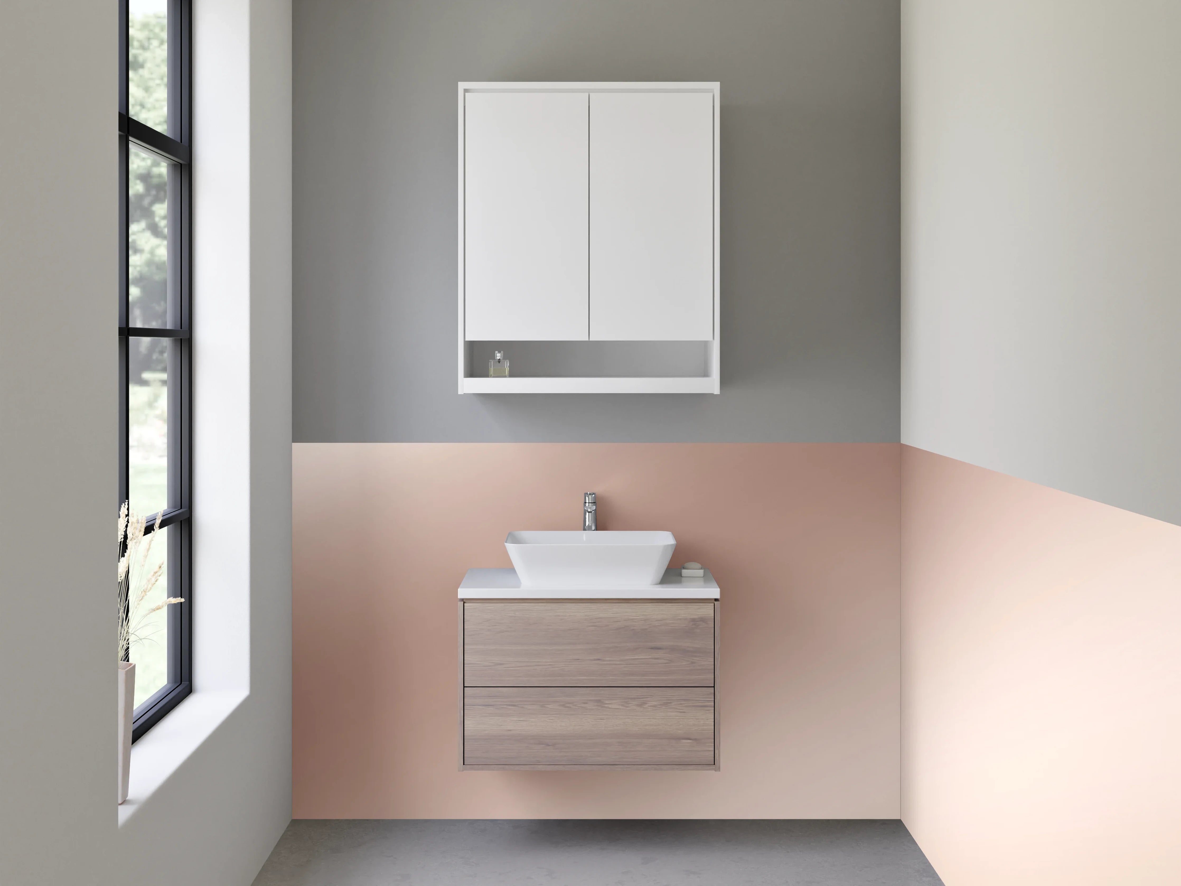 Waschbecken-Rückwand - Sanfte Beige-Braun Verlauf Waschrückwand