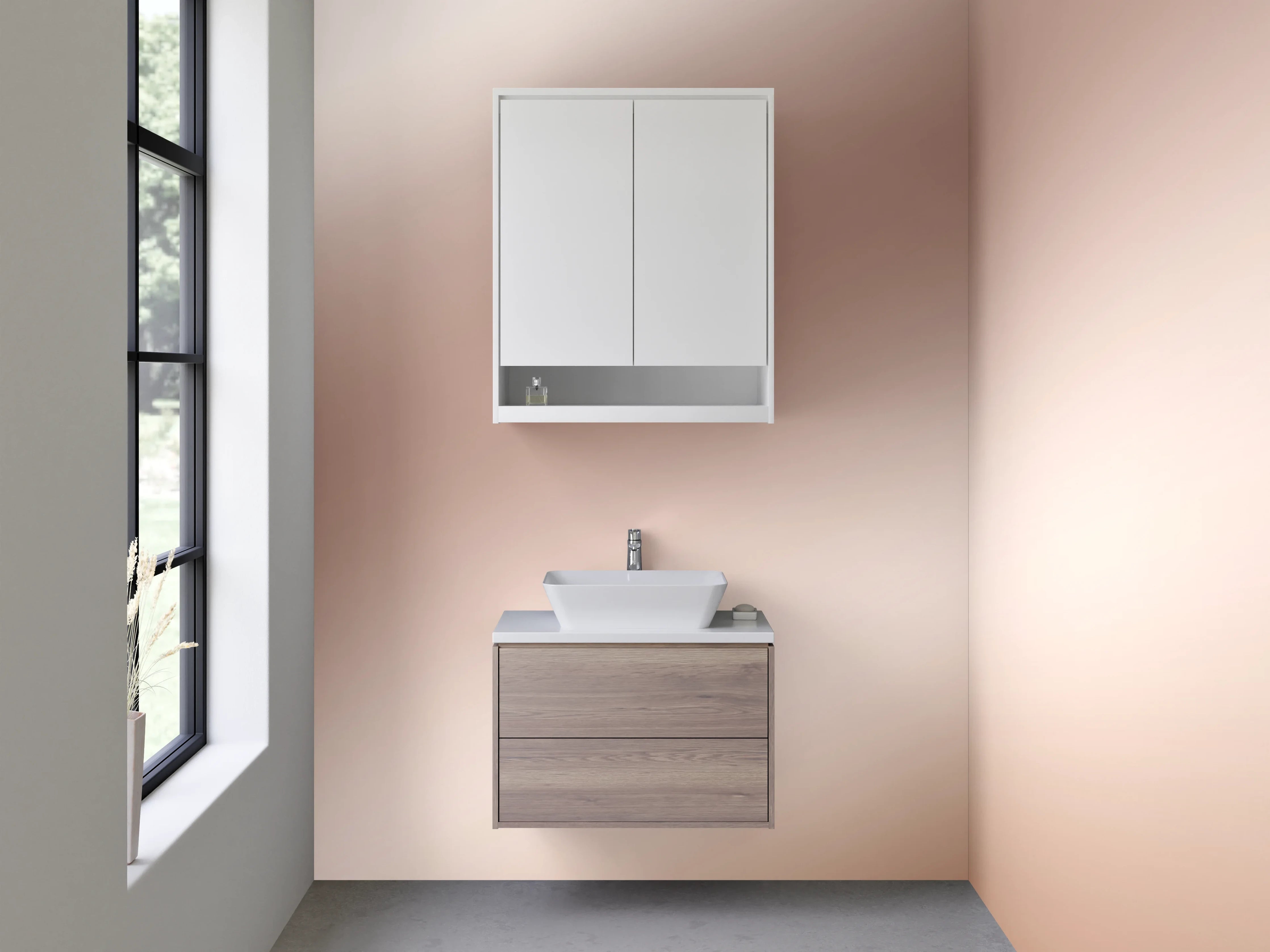 Waschbecken-Rückwand - Sanfte Beige-Braun Verlauf Waschrückwand