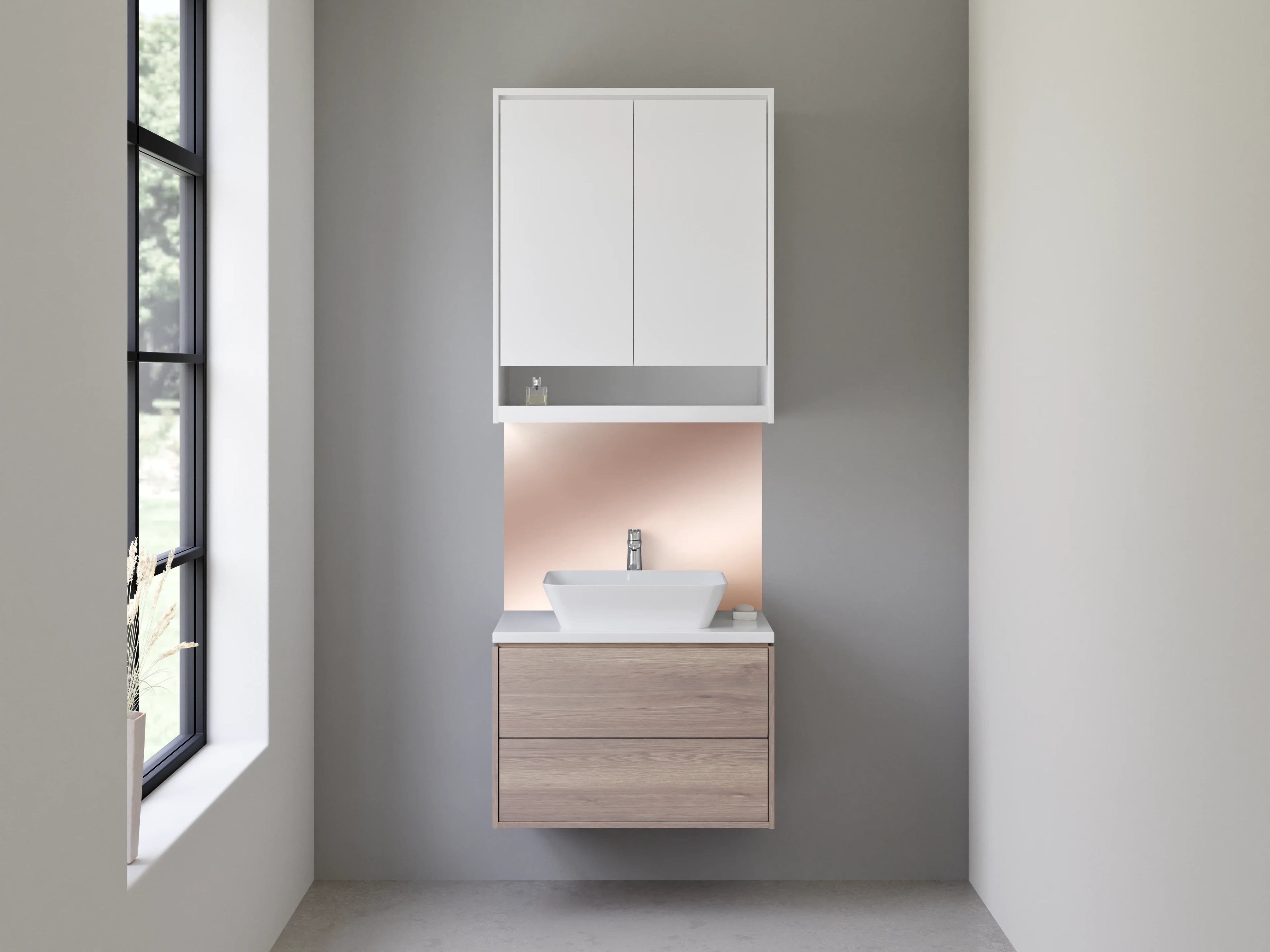 Waschbecken-Rückwand - Sanfte Beige-Braun Verlauf Waschrückwand