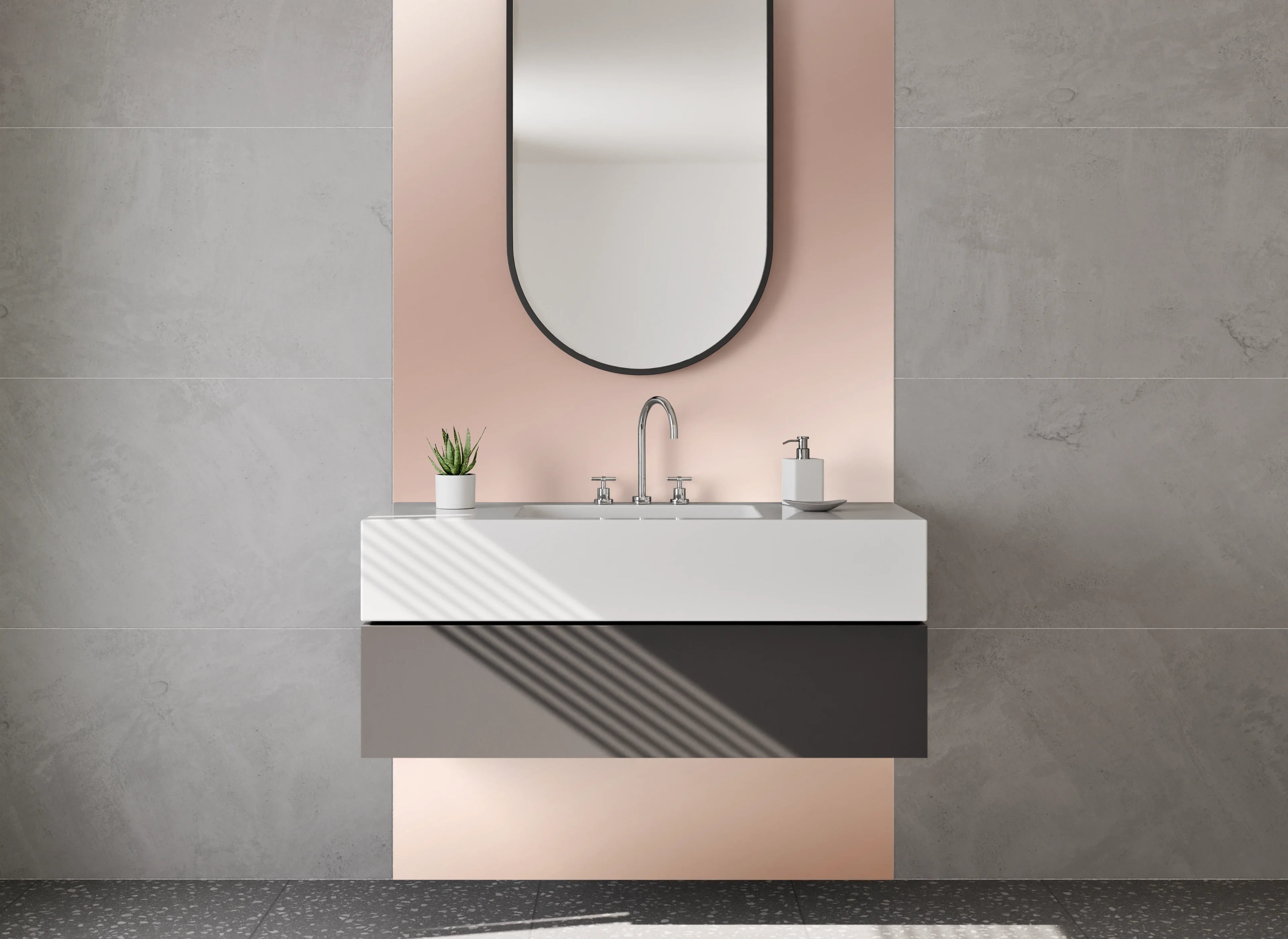 Waschbecken-Rückwand - Sanfte Beige-Braun Verlauf Waschrückwand