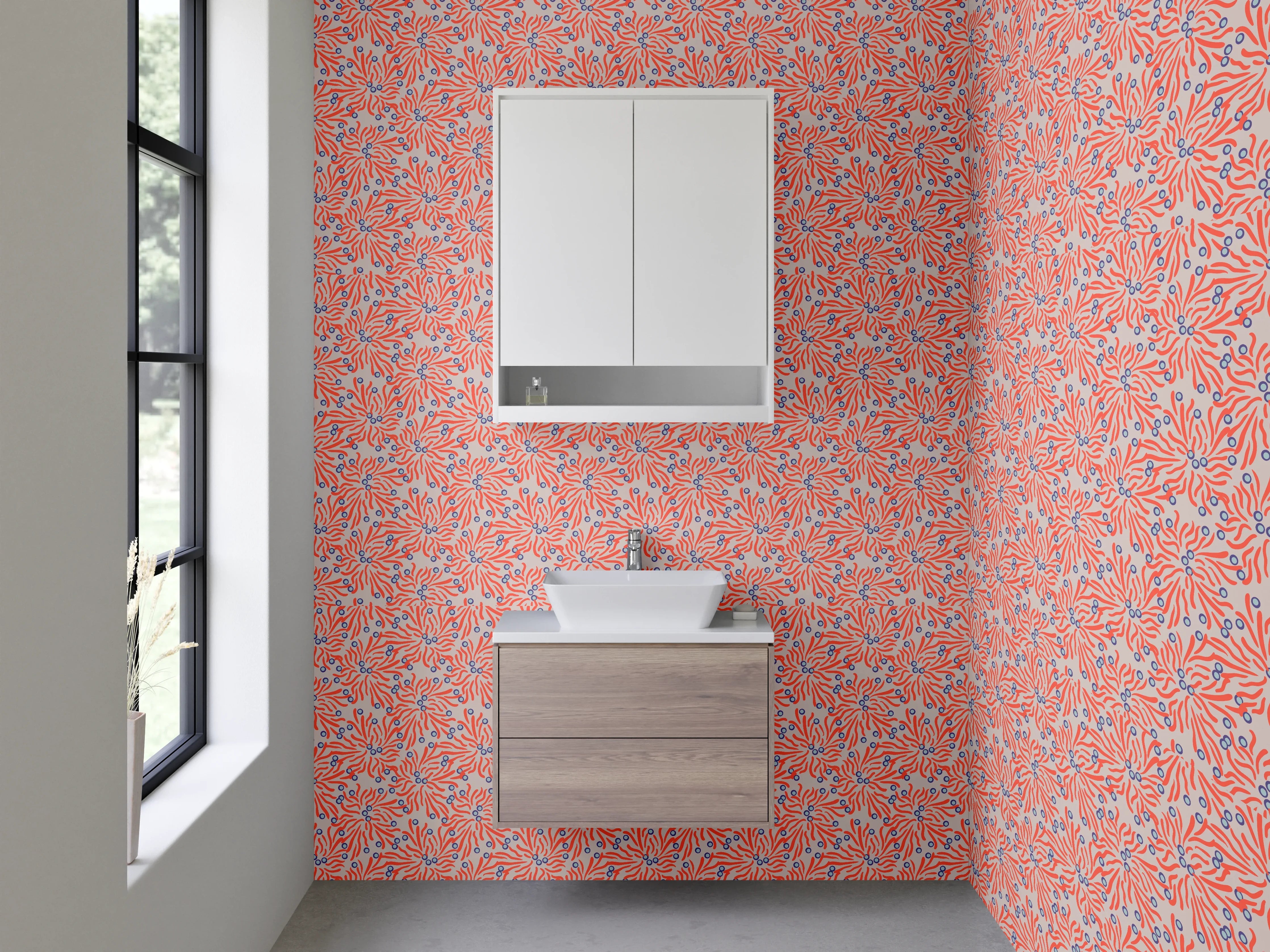 Waschbecken-Rückwand - Sanfte Blumen in Grau- und Pastelltönen