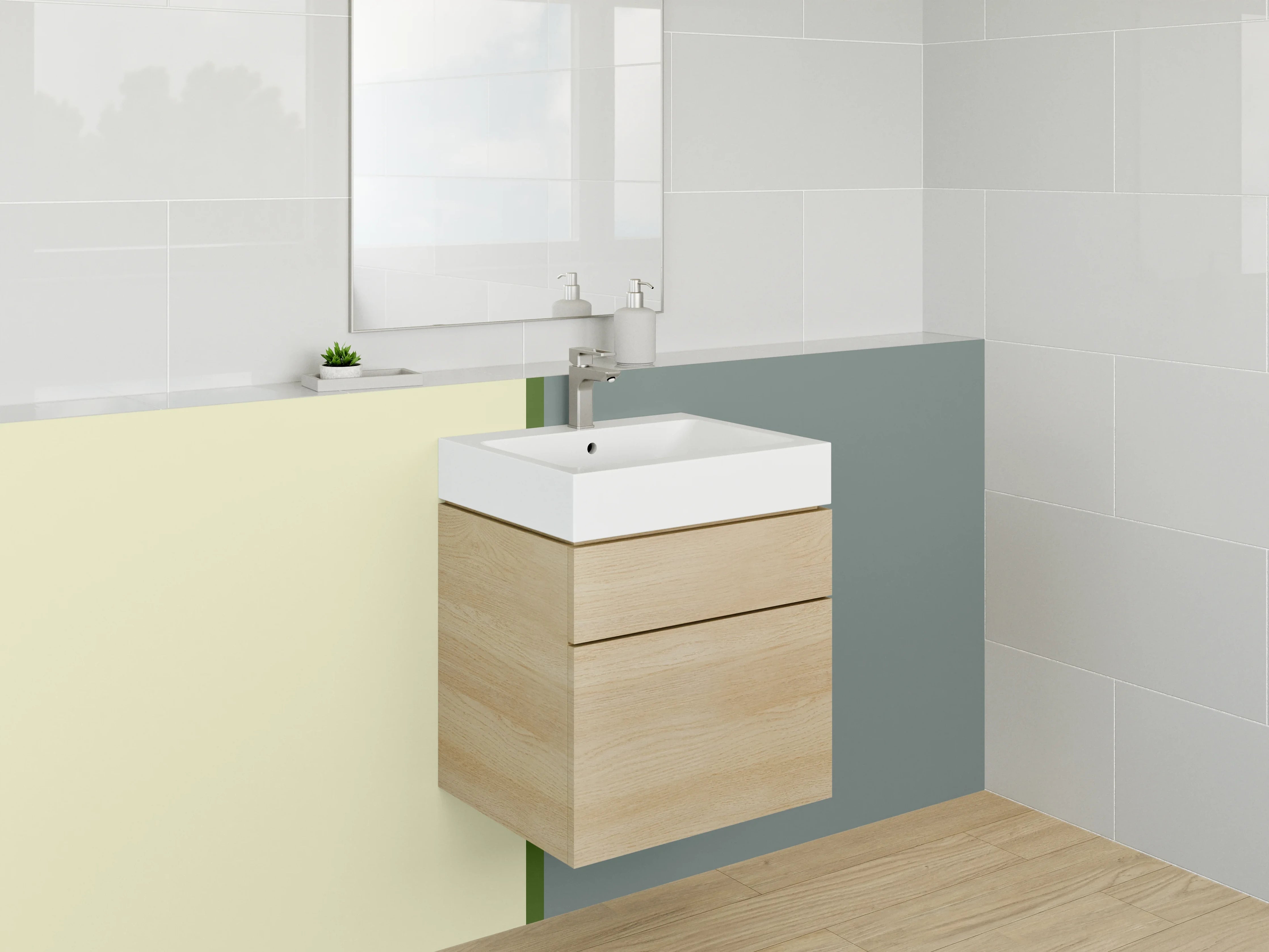 Waschbecken-Rückwand - Sanfte Farbpalette in Beige und Grau