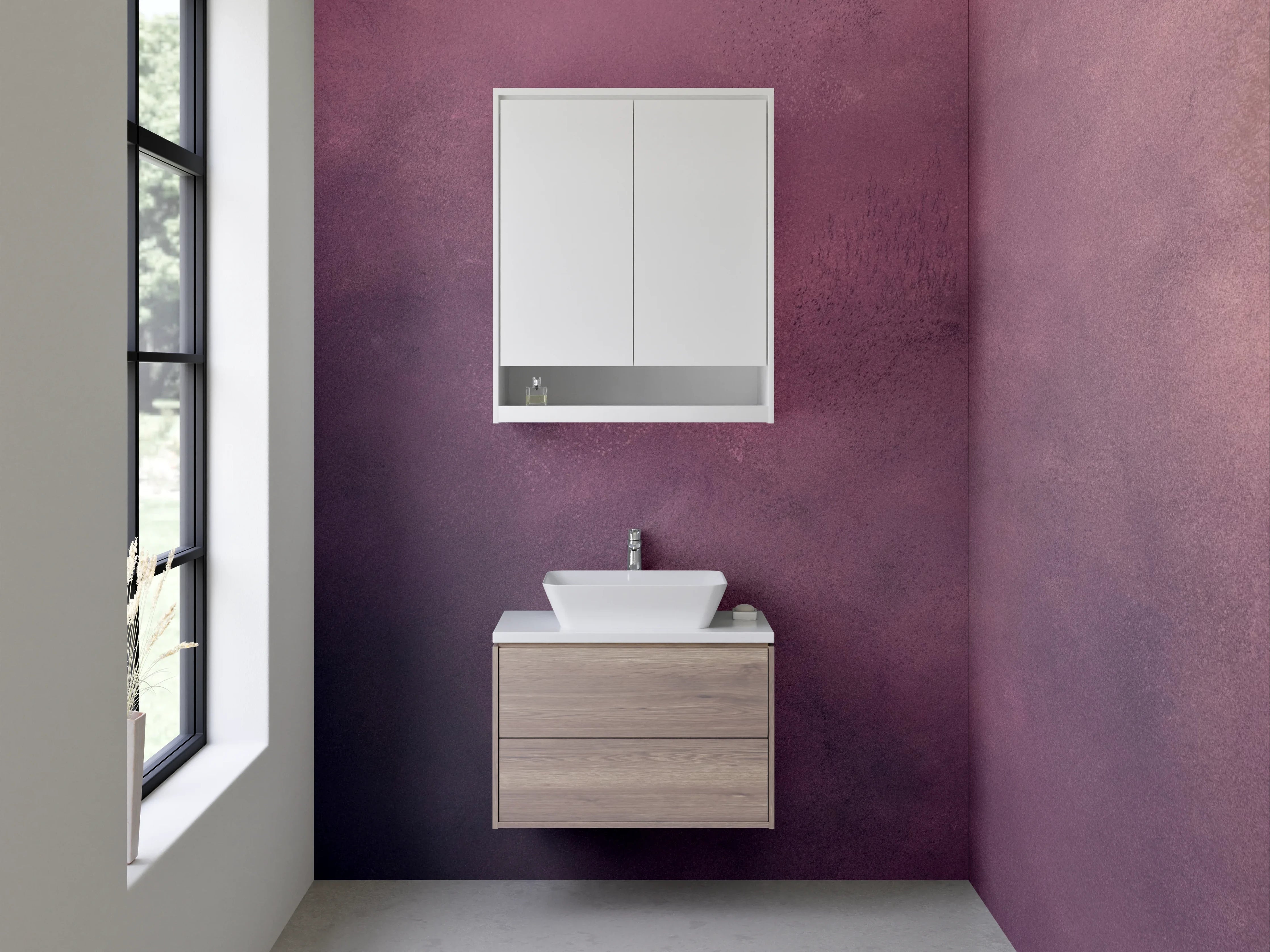 Waschbecken-Rückwand - Sanfte Farbverlaufs-Textur in Pink und Dunkelviolett