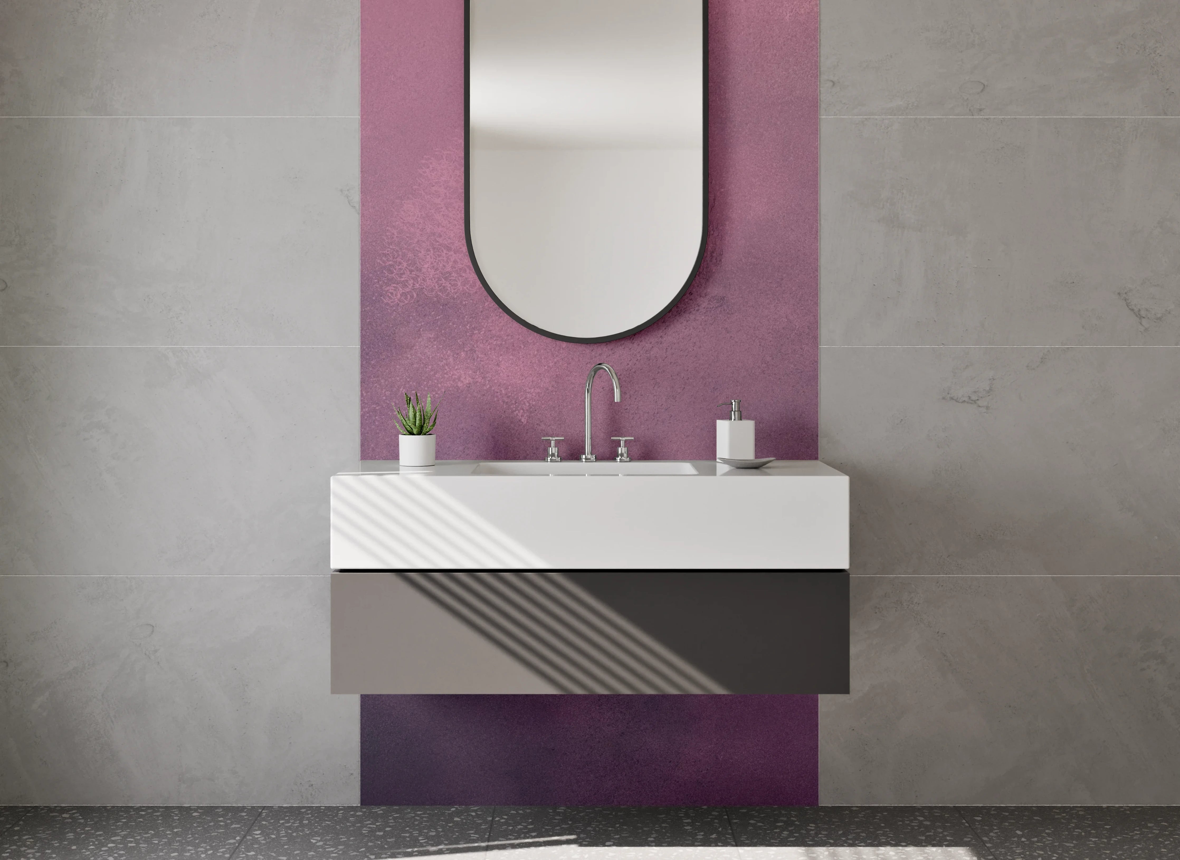 Waschbecken-Rückwand - Sanfte Farbverlaufs-Textur in Pink und Dunkelviolett
