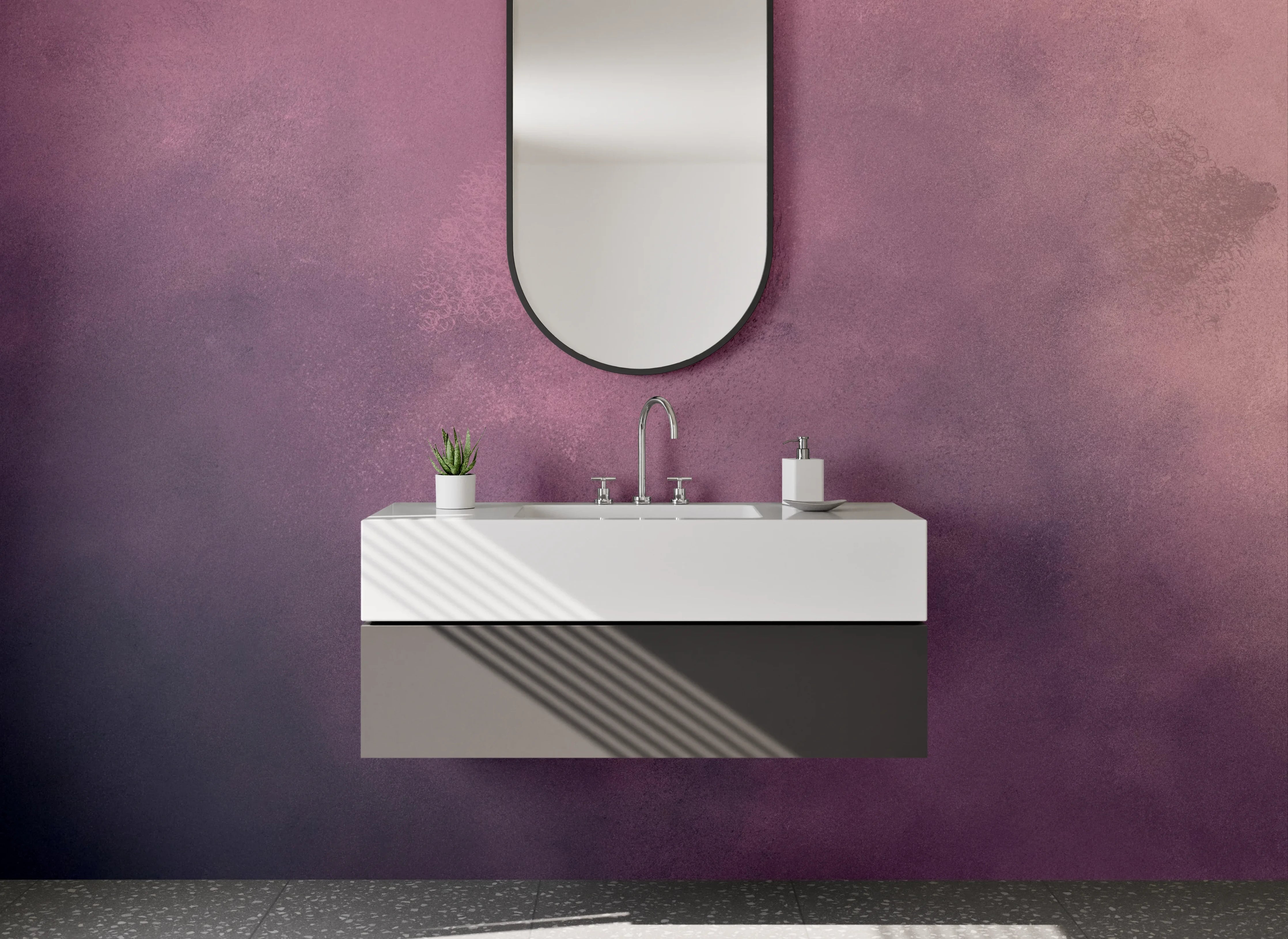 Waschbecken-Rückwand - Sanfte Farbverlaufs-Textur in Pink und Dunkelviolett