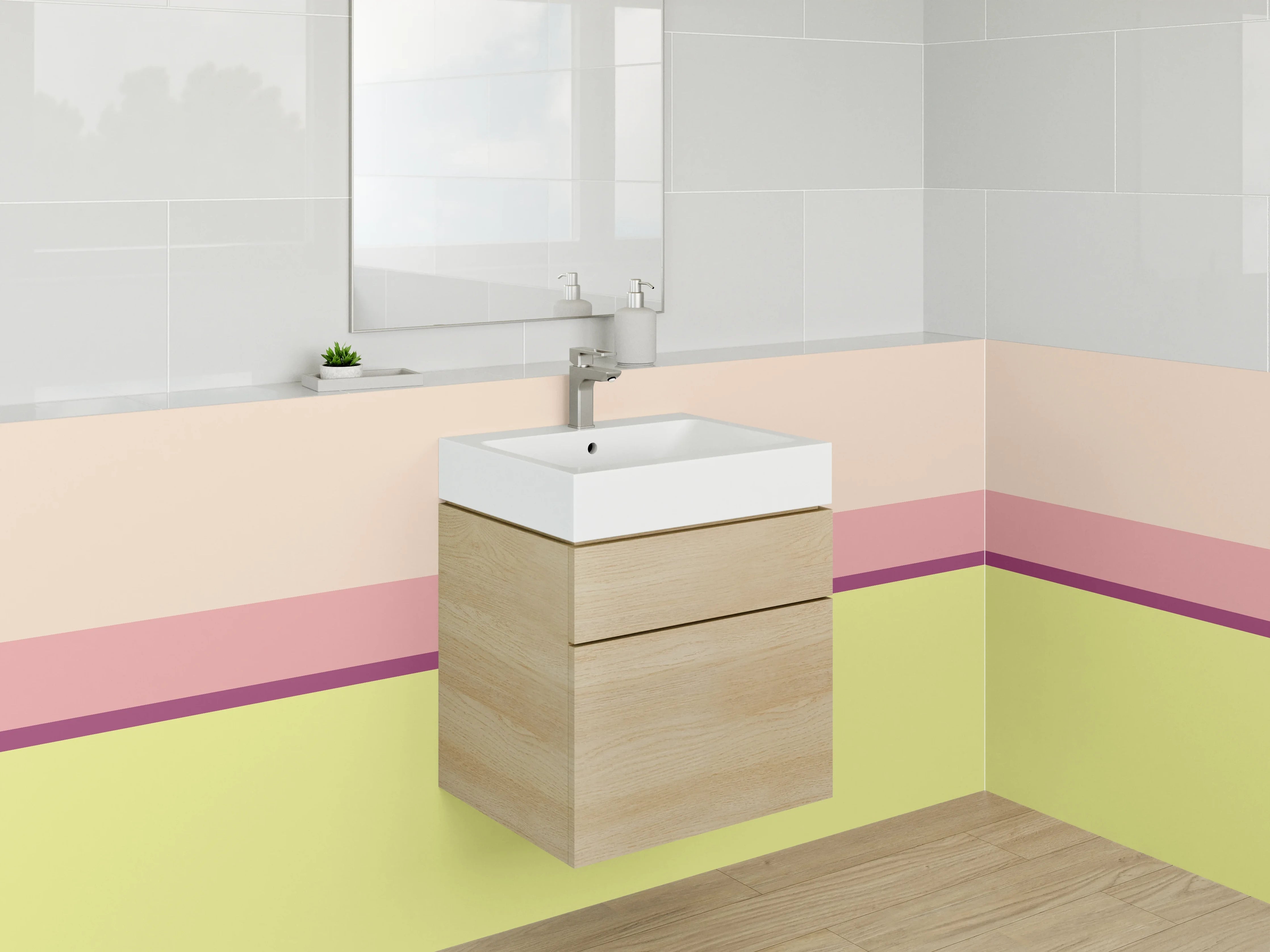 Waschbecken-Rückwand - Sanfte Pastellfarben-Komposition