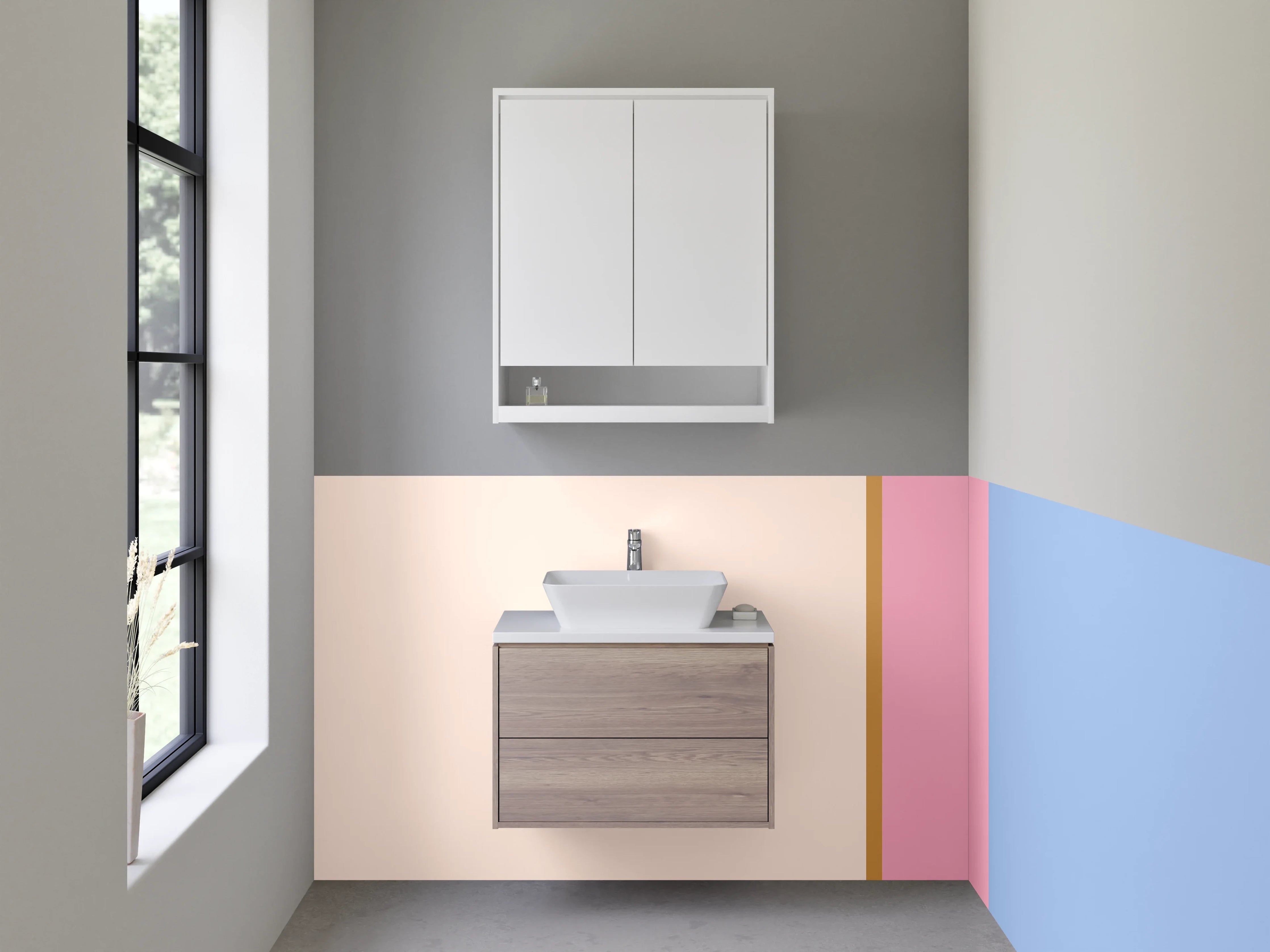 Waschbecken-Rückwand - Sanfte Pastellfarben mit warmen Akzenten