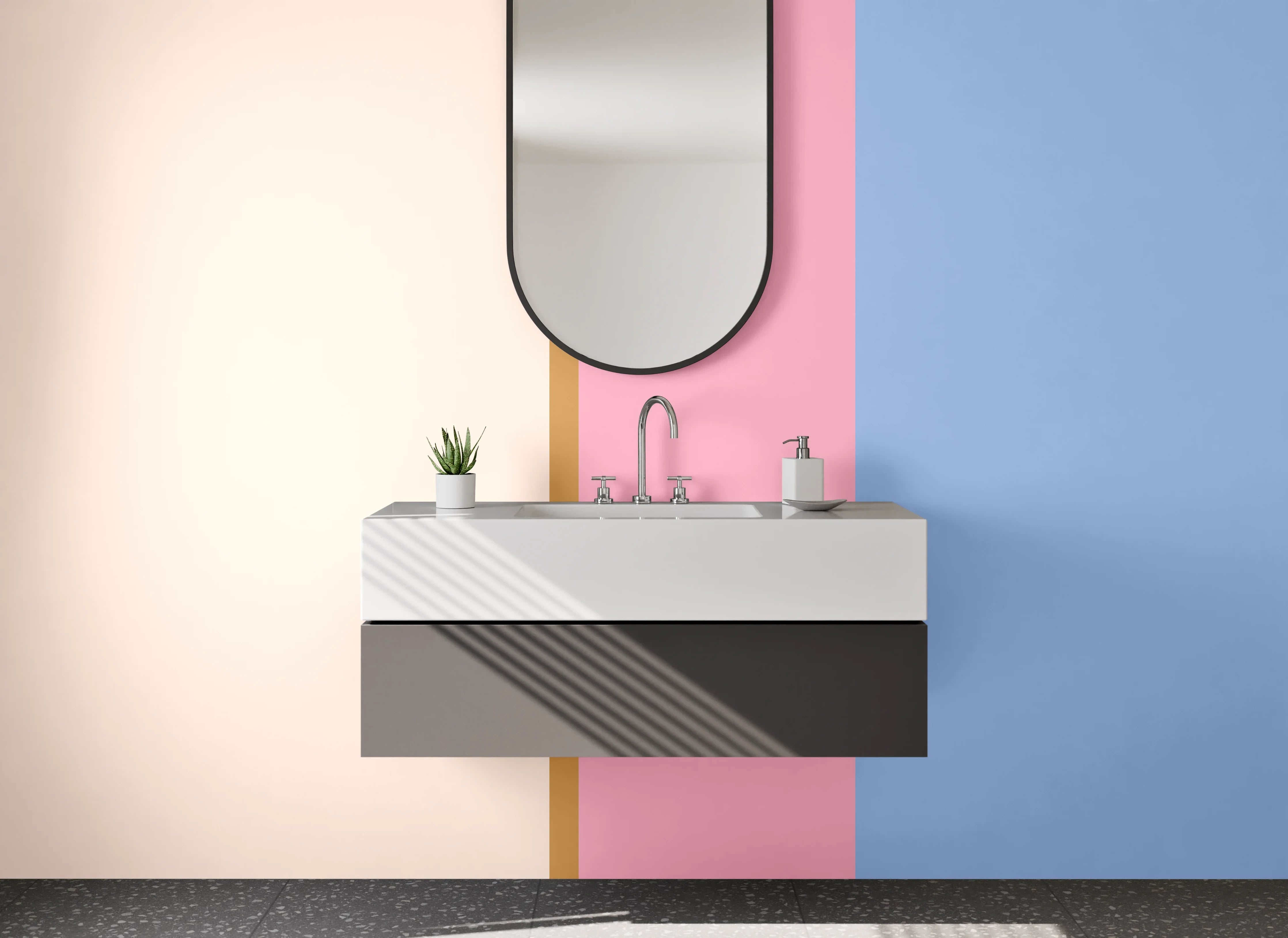 Waschbecken-Rückwand - Sanfte Pastellfarben mit warmen Akzenten