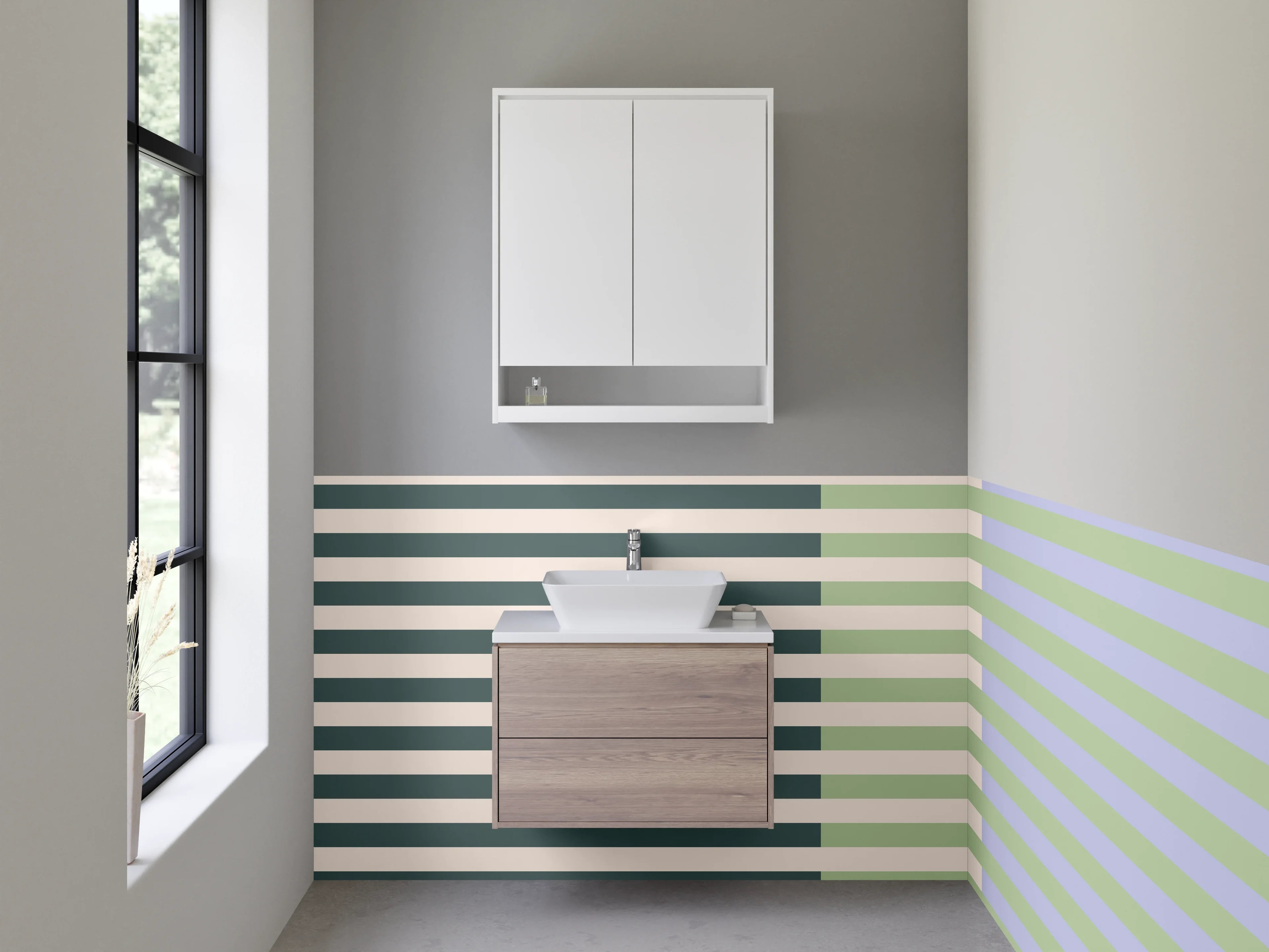 Waschbecken-Rückwand - Sanfte Pastellstreifen in Grau